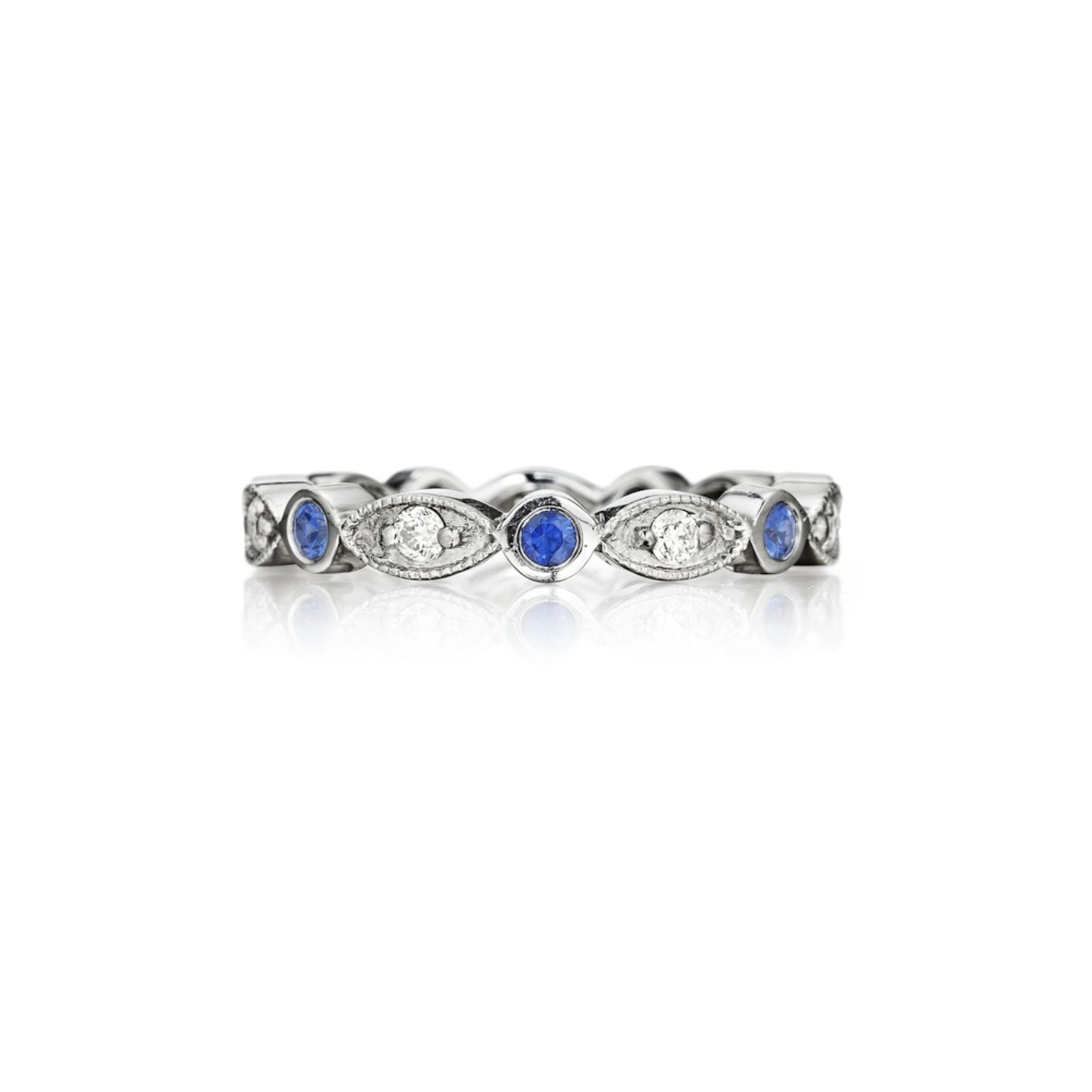 Blue Sapphire Round & Marquise Ring