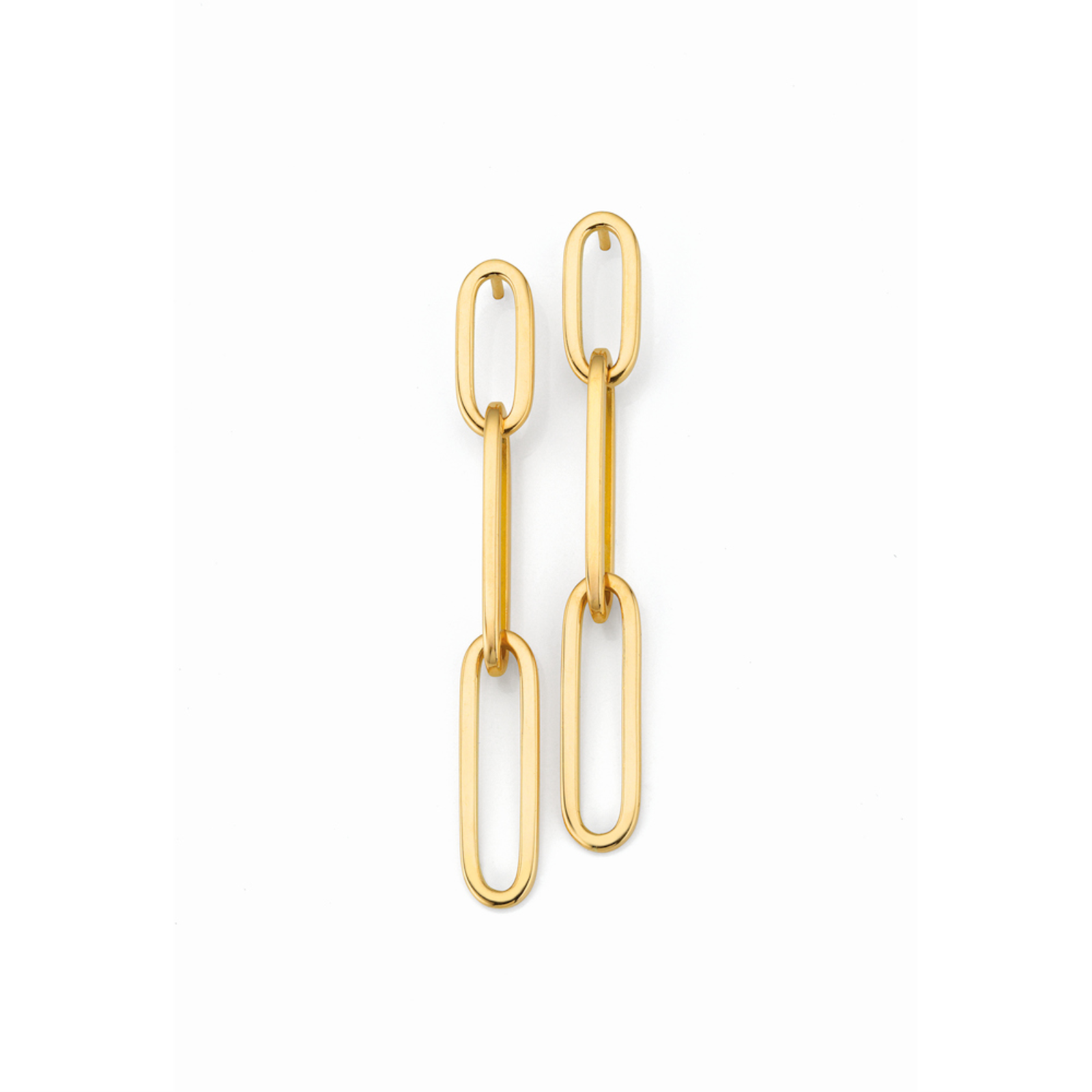 Gold Oval Link Drop Earrings