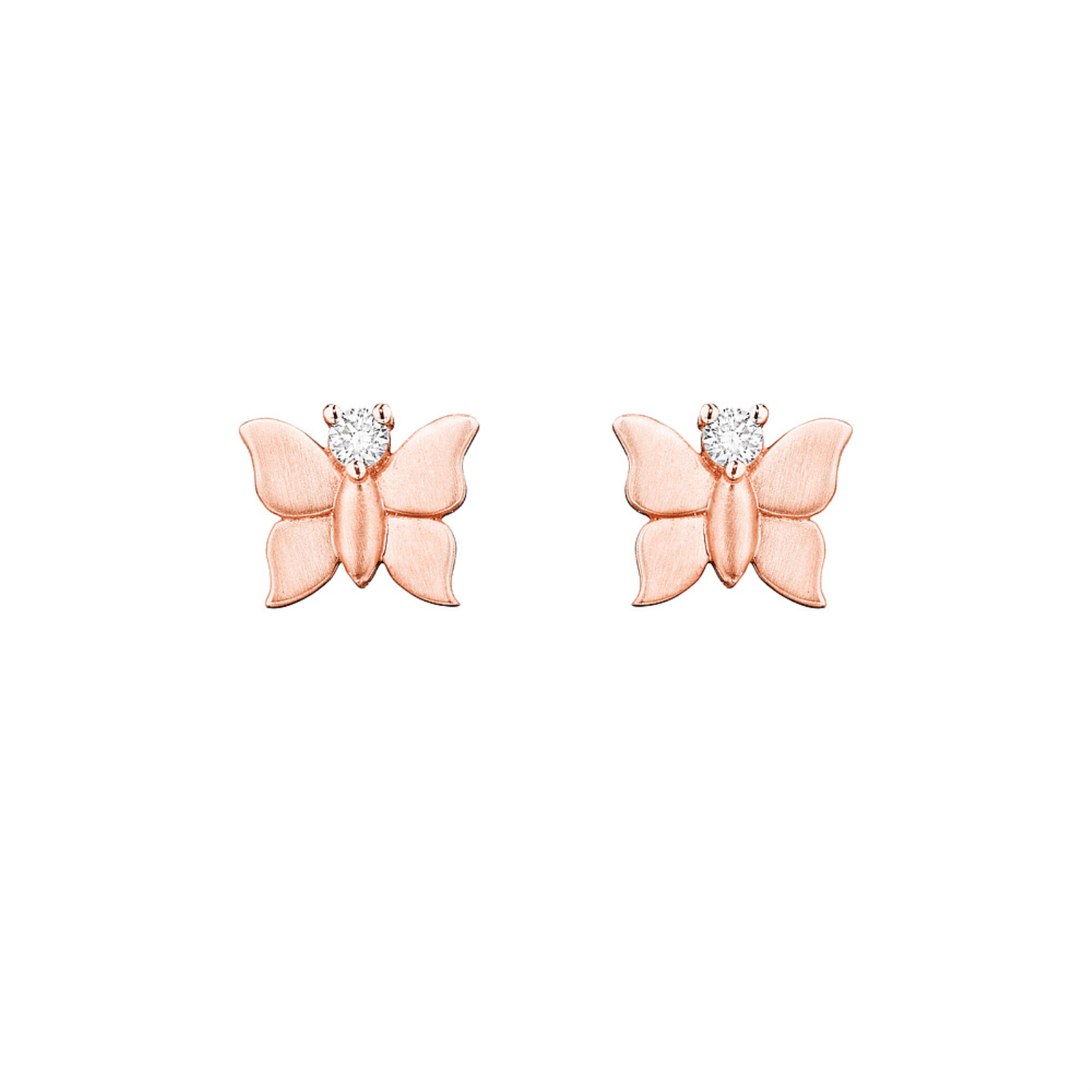 Rose Gold and Diamond Butterfly Stud Earrings