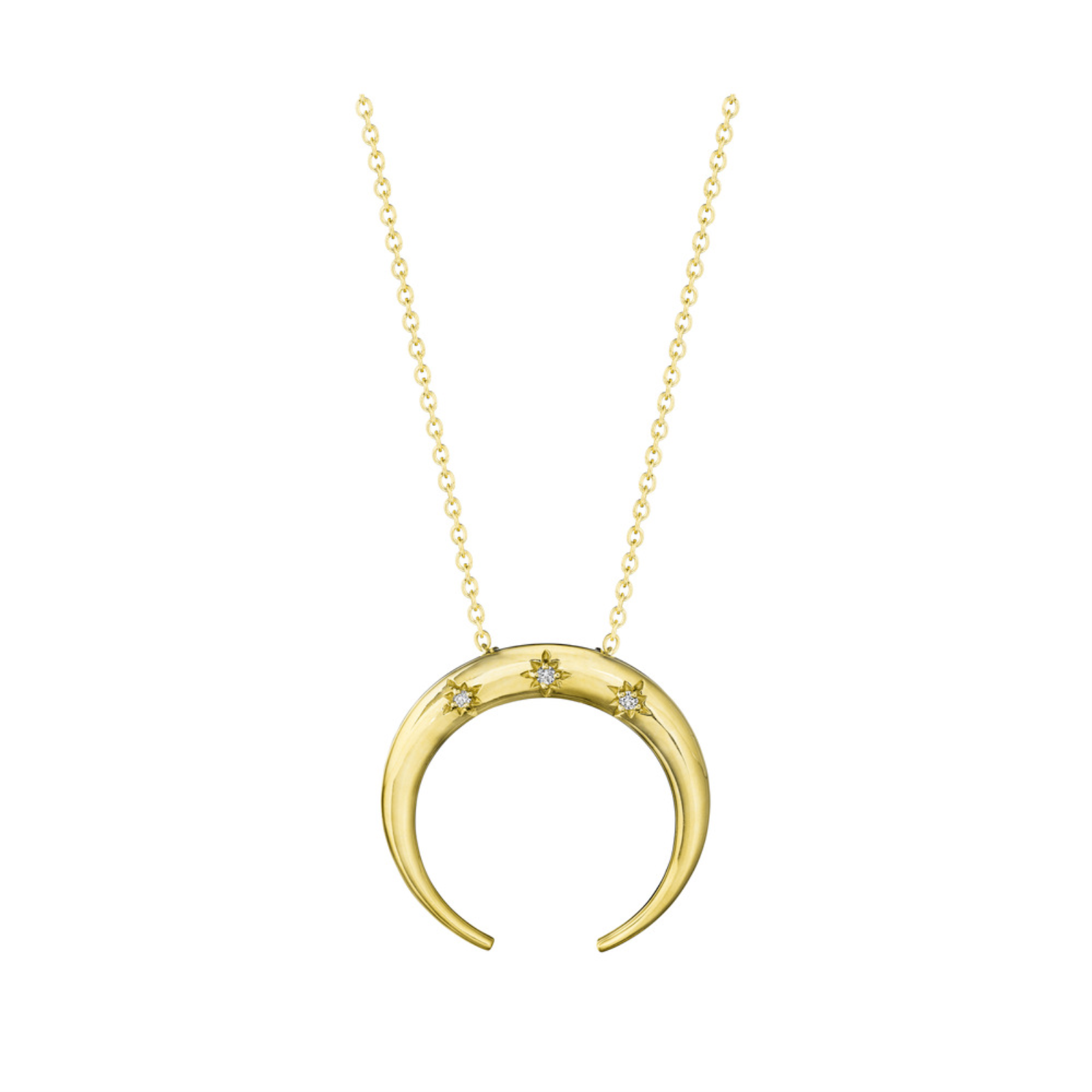 Gold and Diamond Crescent Moon Necklace