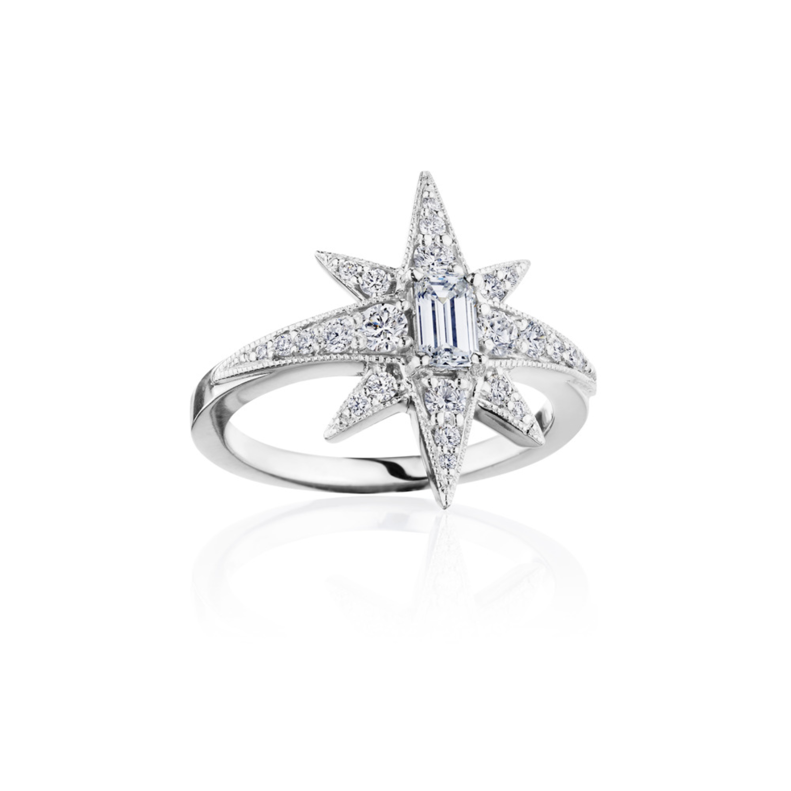 White Gold and Diamond Starburst Ring