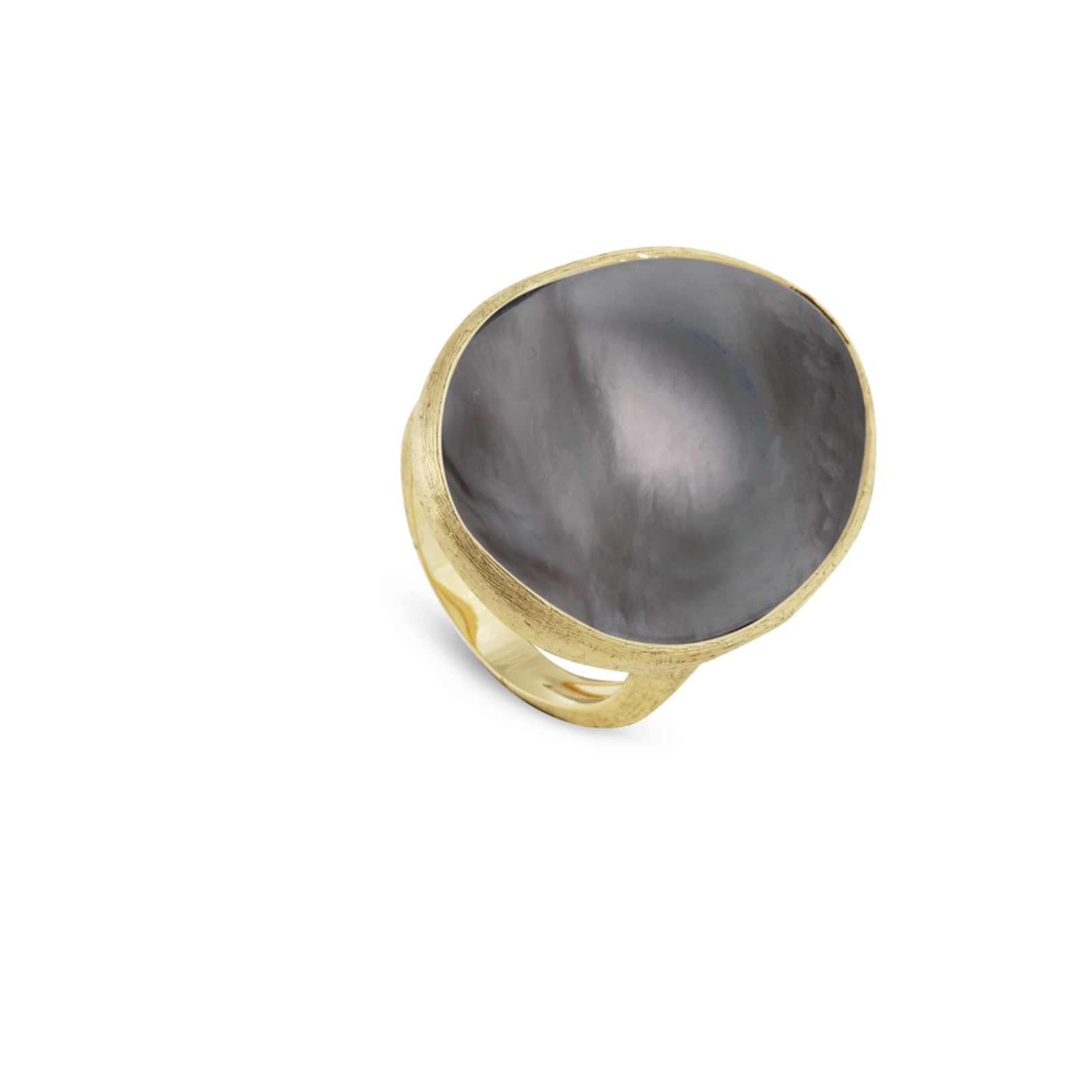 Gold and Black Mother of Pearl Lunaria Ring
