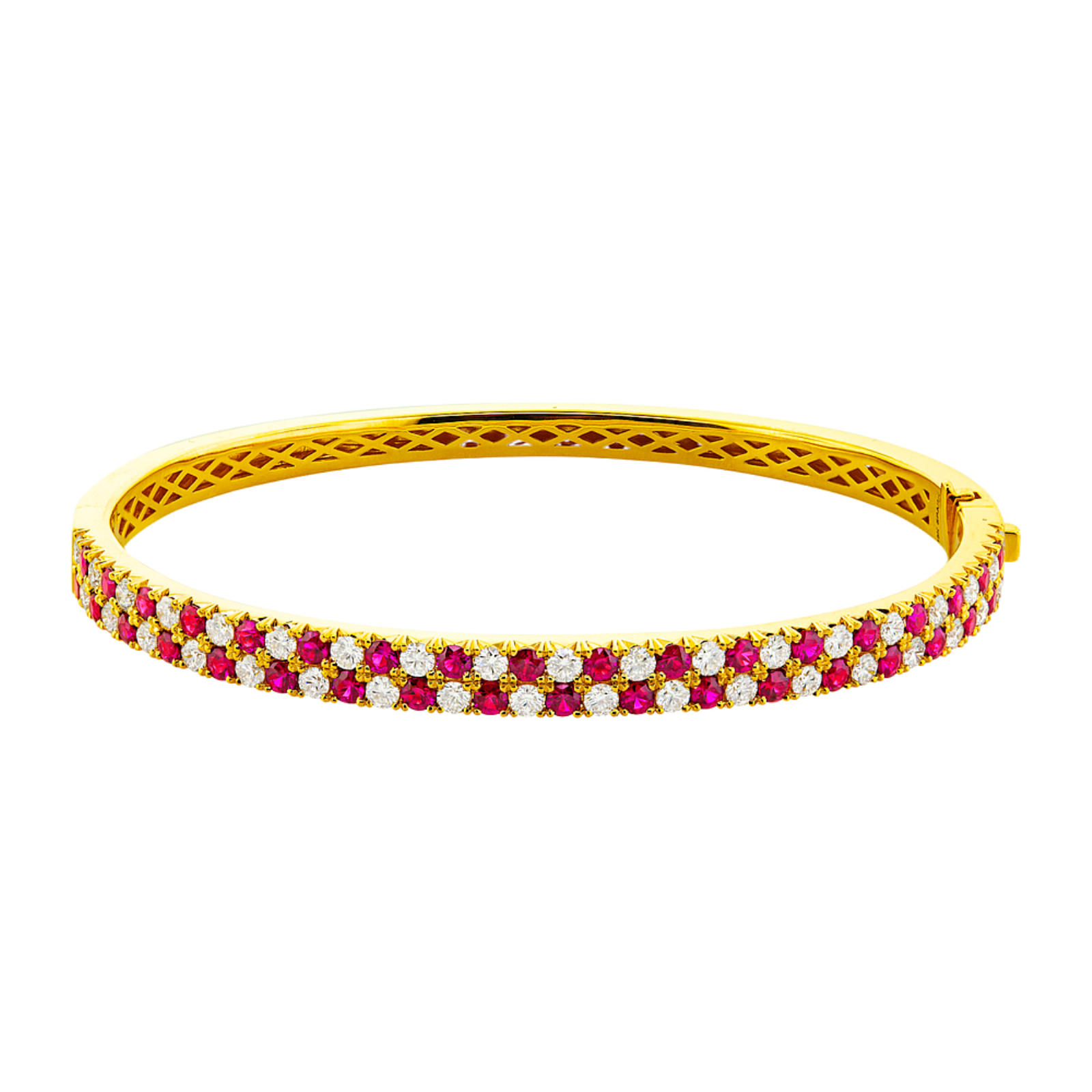 Gold Ruby and Diamond Bangle Bracelet