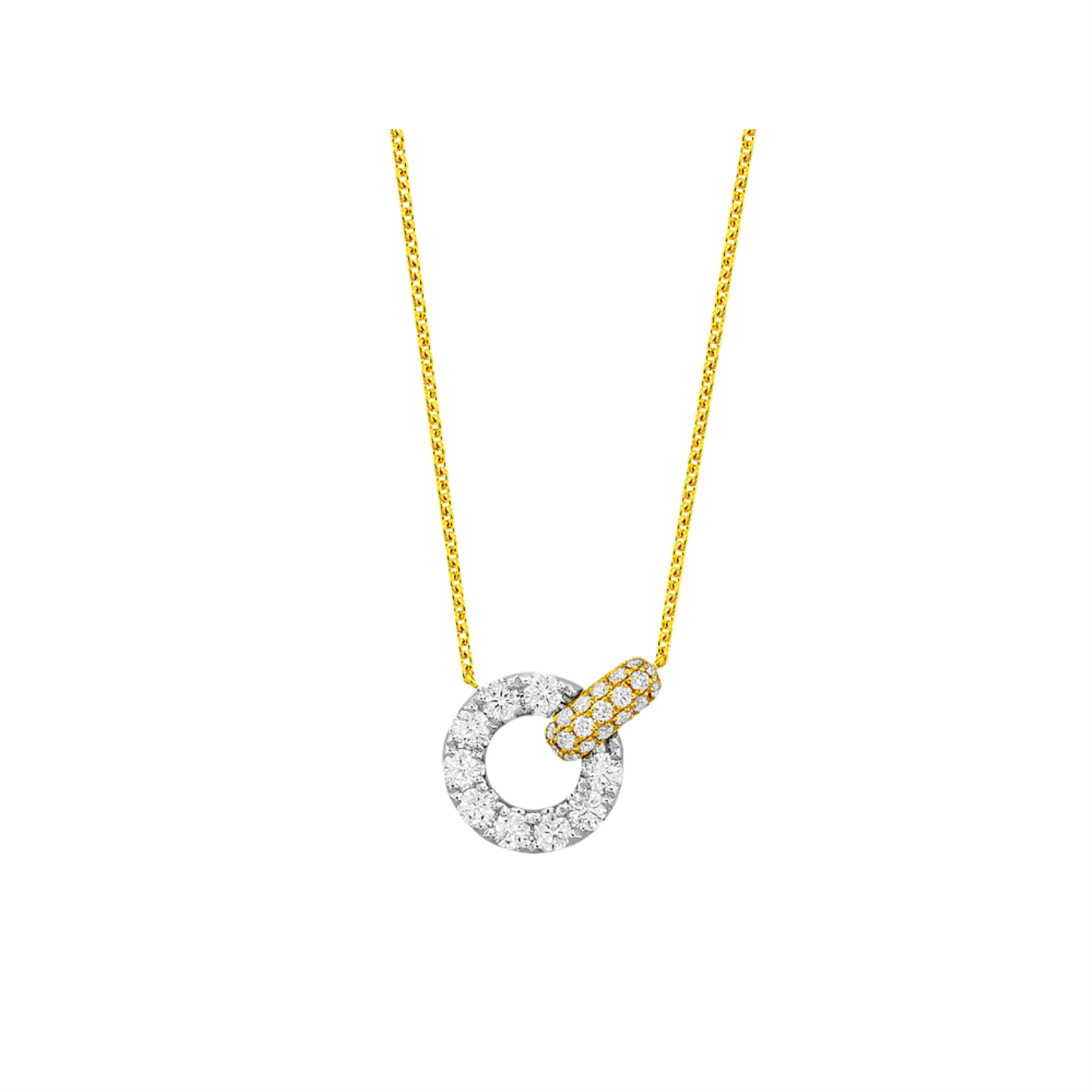 Two Tone Circle Pendant Necklace