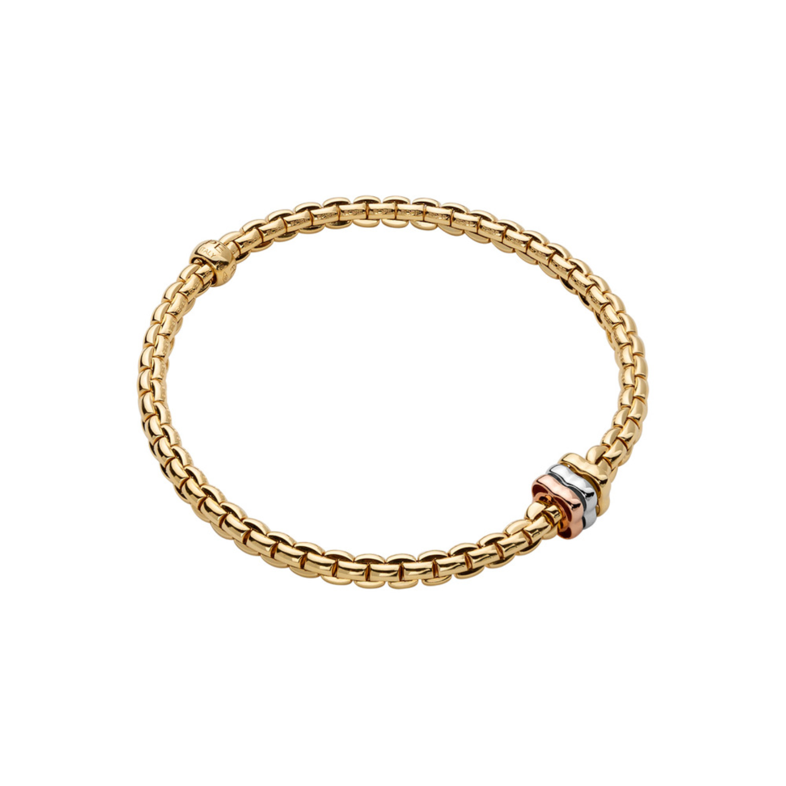 FLEX'IT TRI COLOR STATION BRACELET IN YELLOW GOLD