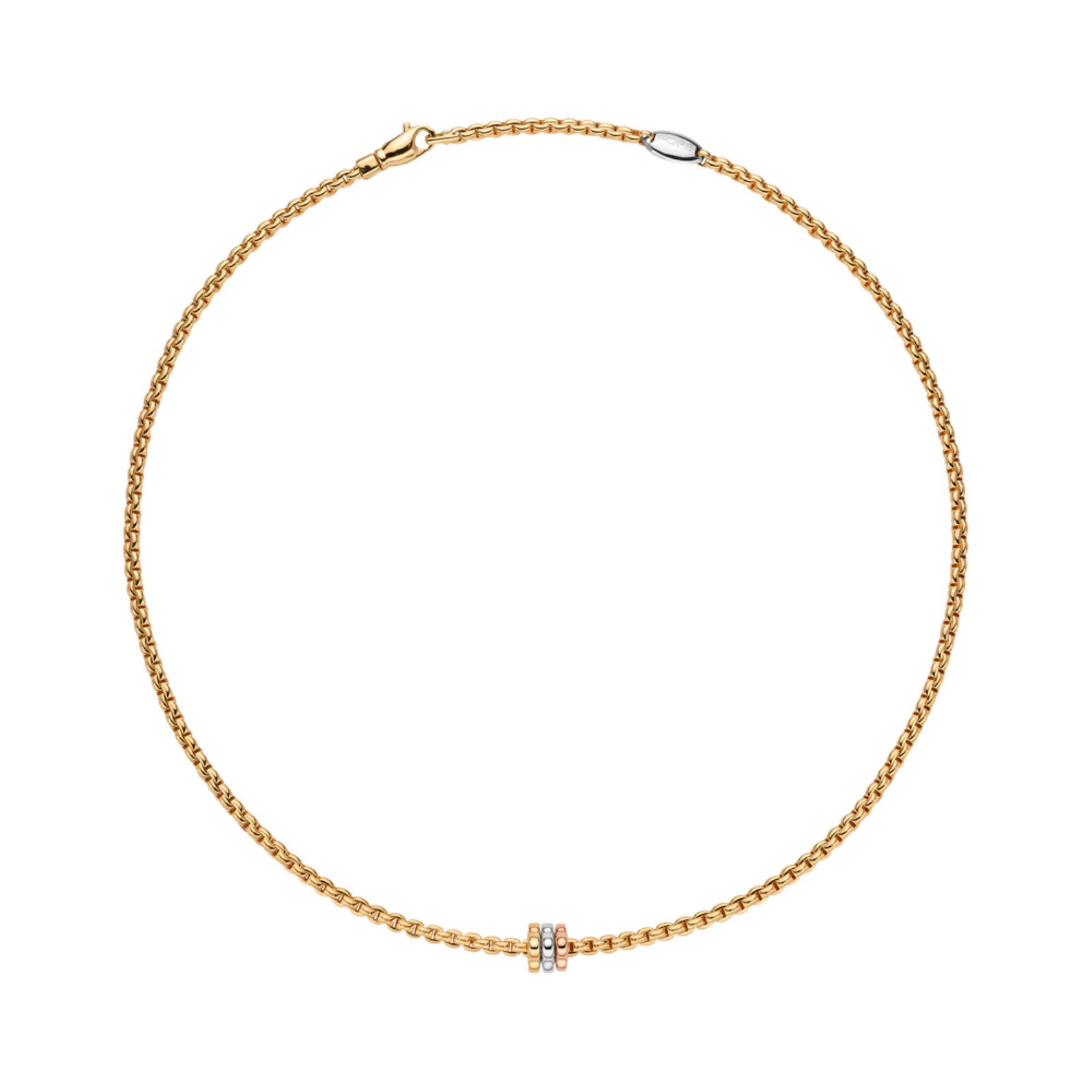 FOPE EKA 18K YELLOW GOLD NECKLACE WITH TRI-COLOR RONDELS