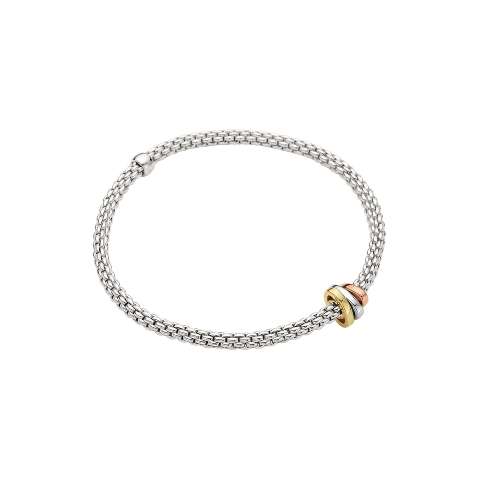 FLEX'IT TRI COLOR STATION BRACELET IN YELLOW GOLD