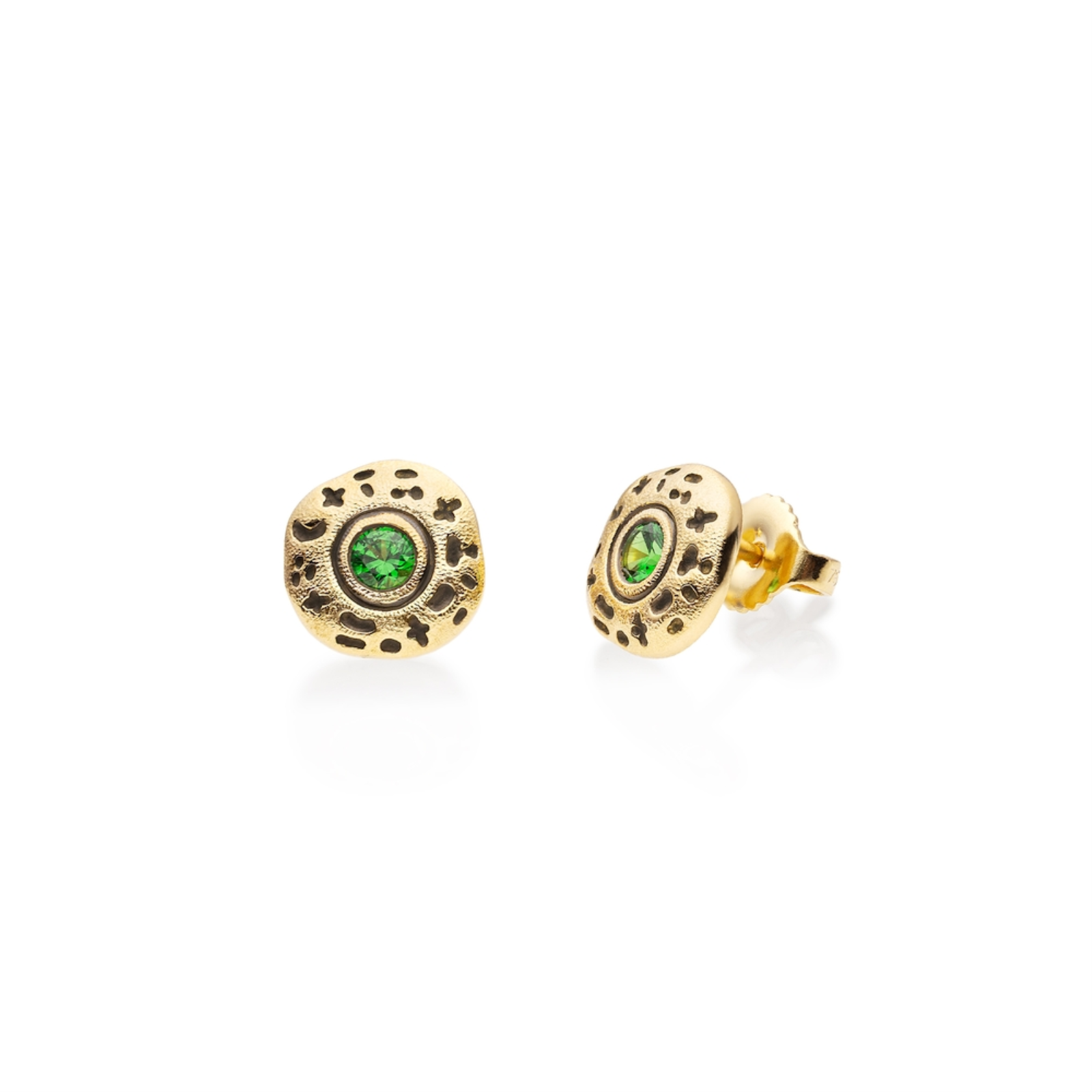 Gold and Tsavorite Flora Stud Earrings