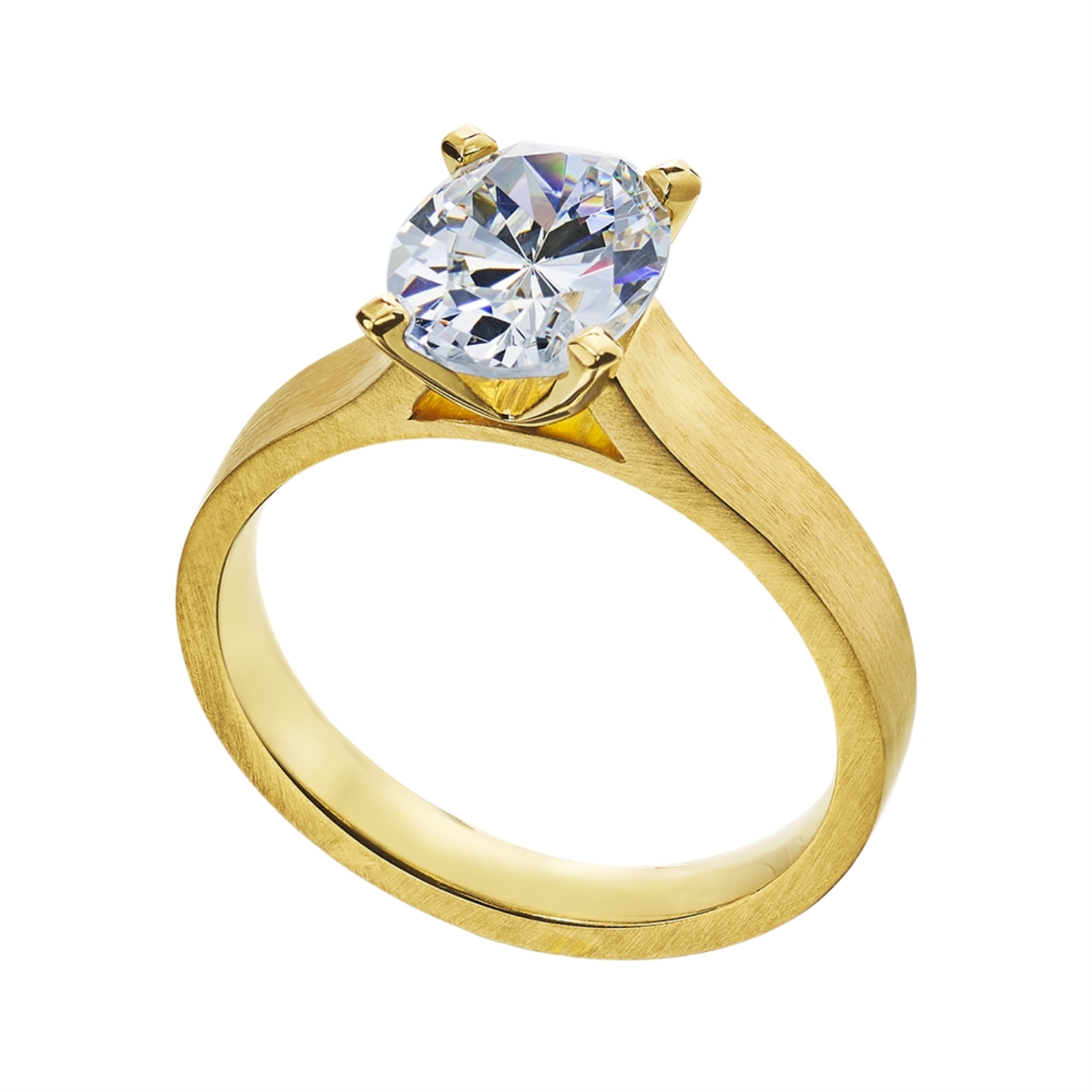 Gold Solitaire Engagment Engagement Ring