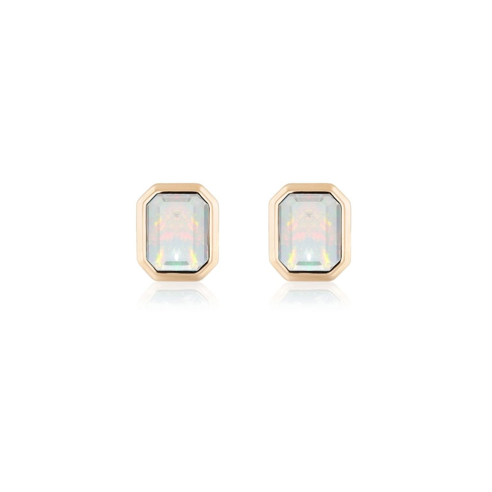 Emerald Cut Bezel Set Stud Earrings