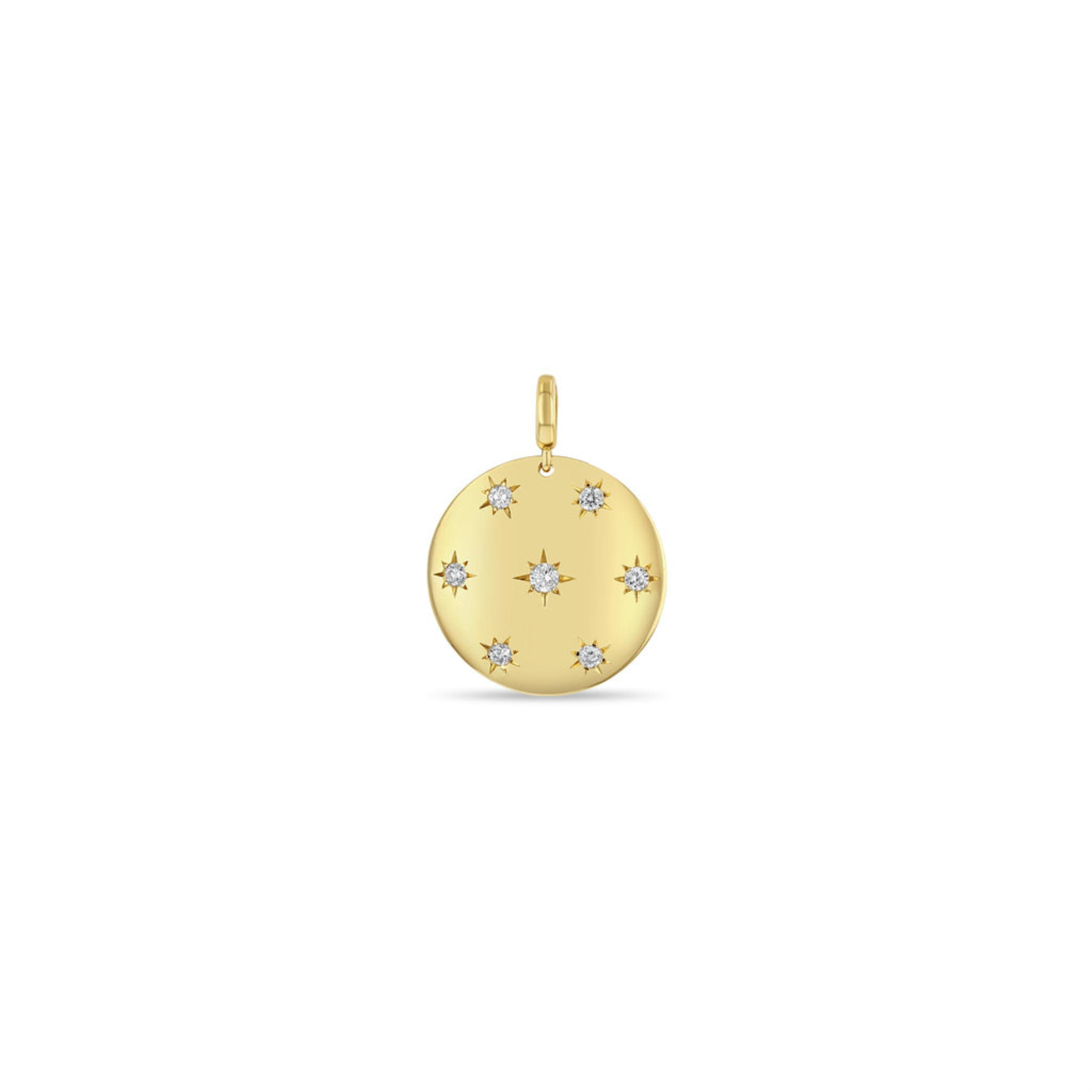 SINGLE SCATTERED STAR SET DIAMONDS AURA DISC CHARM PENDANT