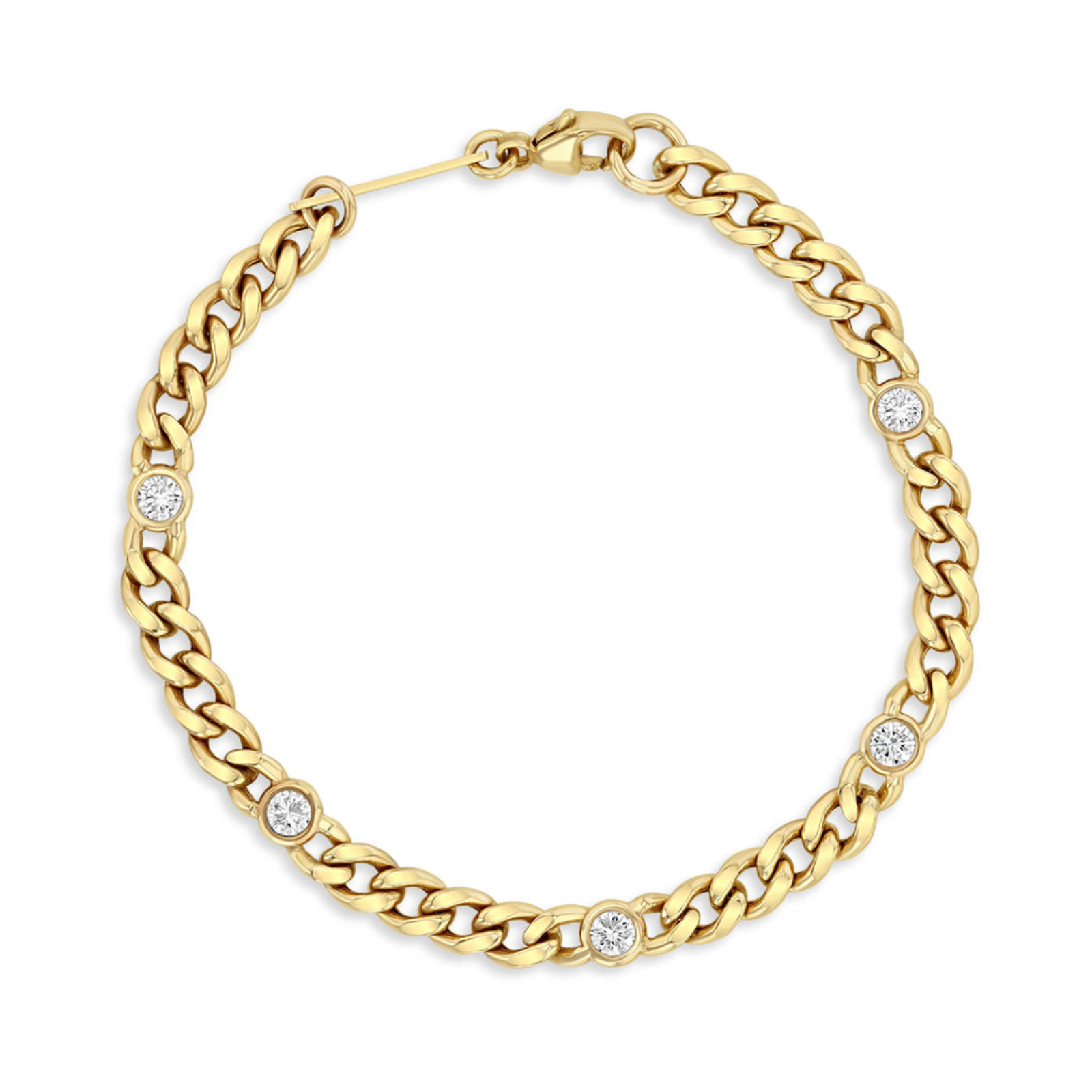 MEDIUM CURB CHAIN BRACELET WITH 5 FLOATING DIAMONDS