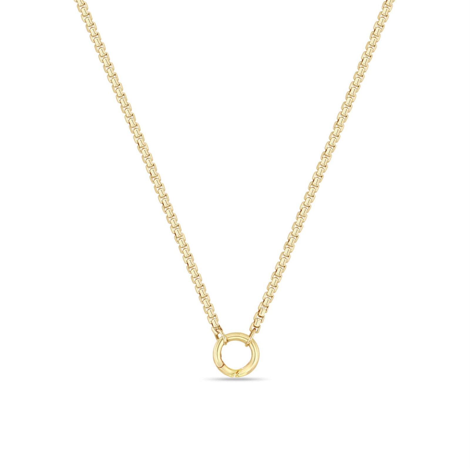 GOLD MEDIUM BOX CHAIN ROUND ENHANCER NECKLACE