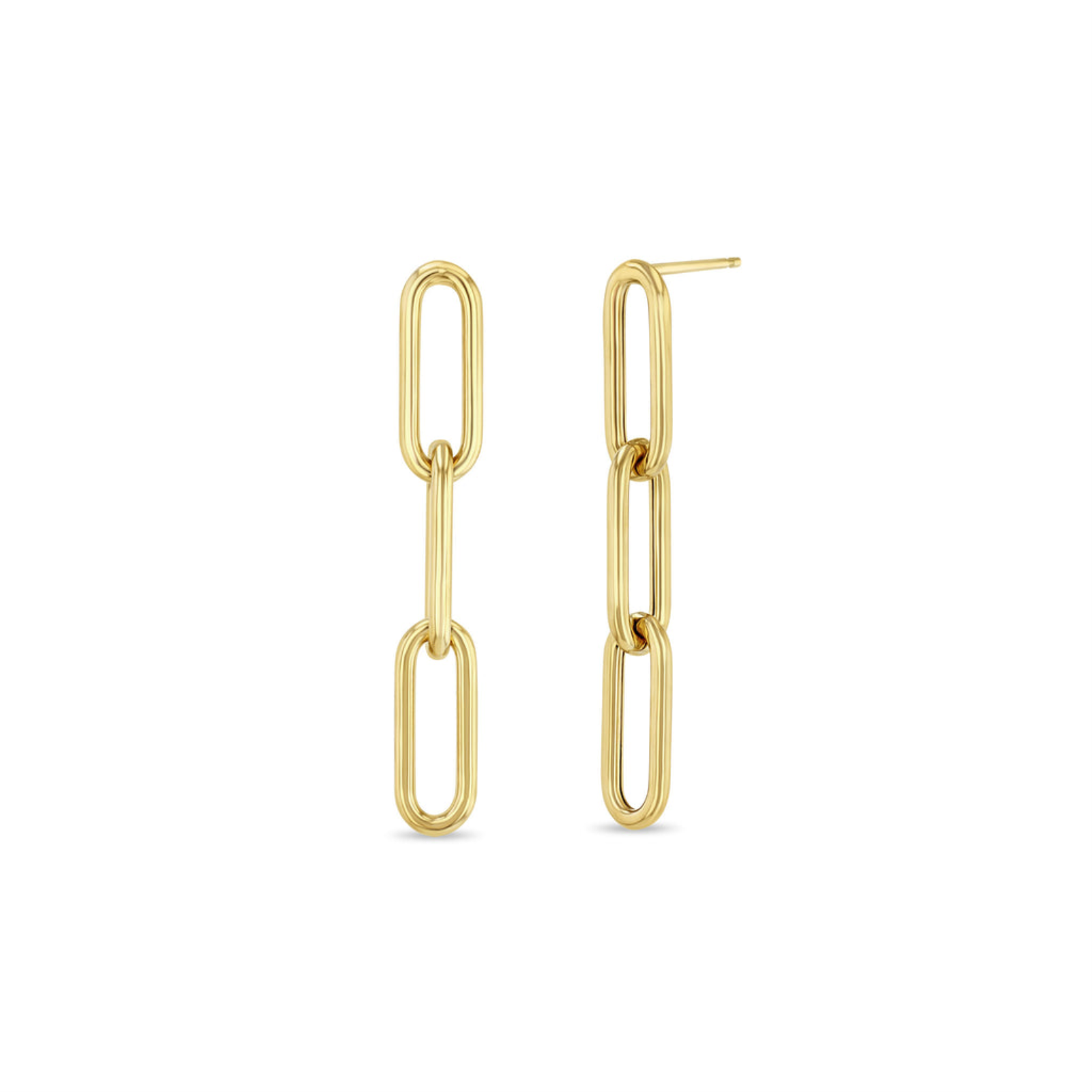 GOLD LARGE PAPERCLIP CHAIN DROP EARRINGS