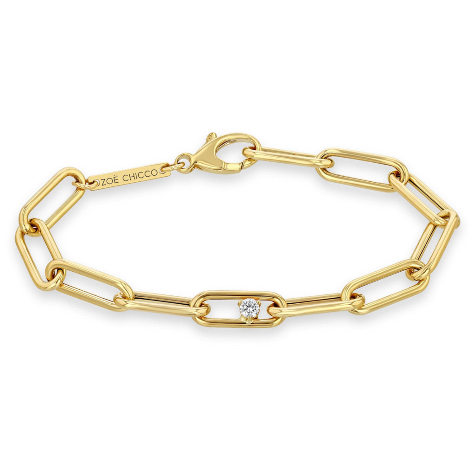 SINGLE NESTED DIAMOND LARGE PAPERCLIP CHAIN BRACELET