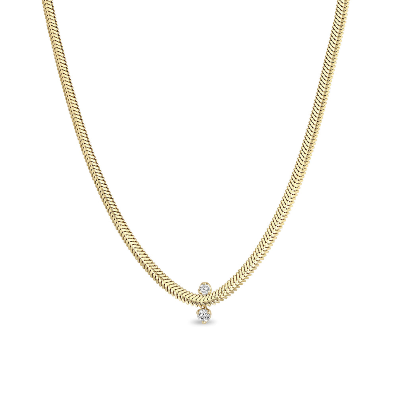 2 MIXED PRONG DIAMOND SNAKE CHAIN NECKLACE