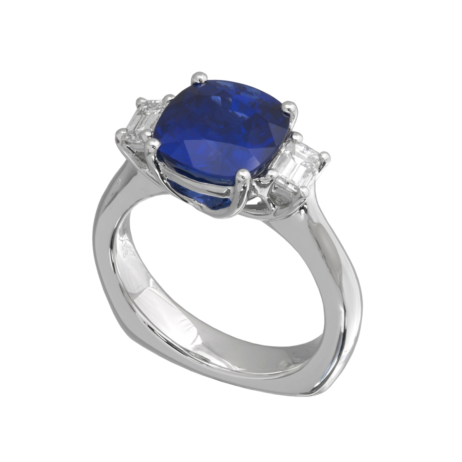 Platinum Sapphire and Diamond Ring