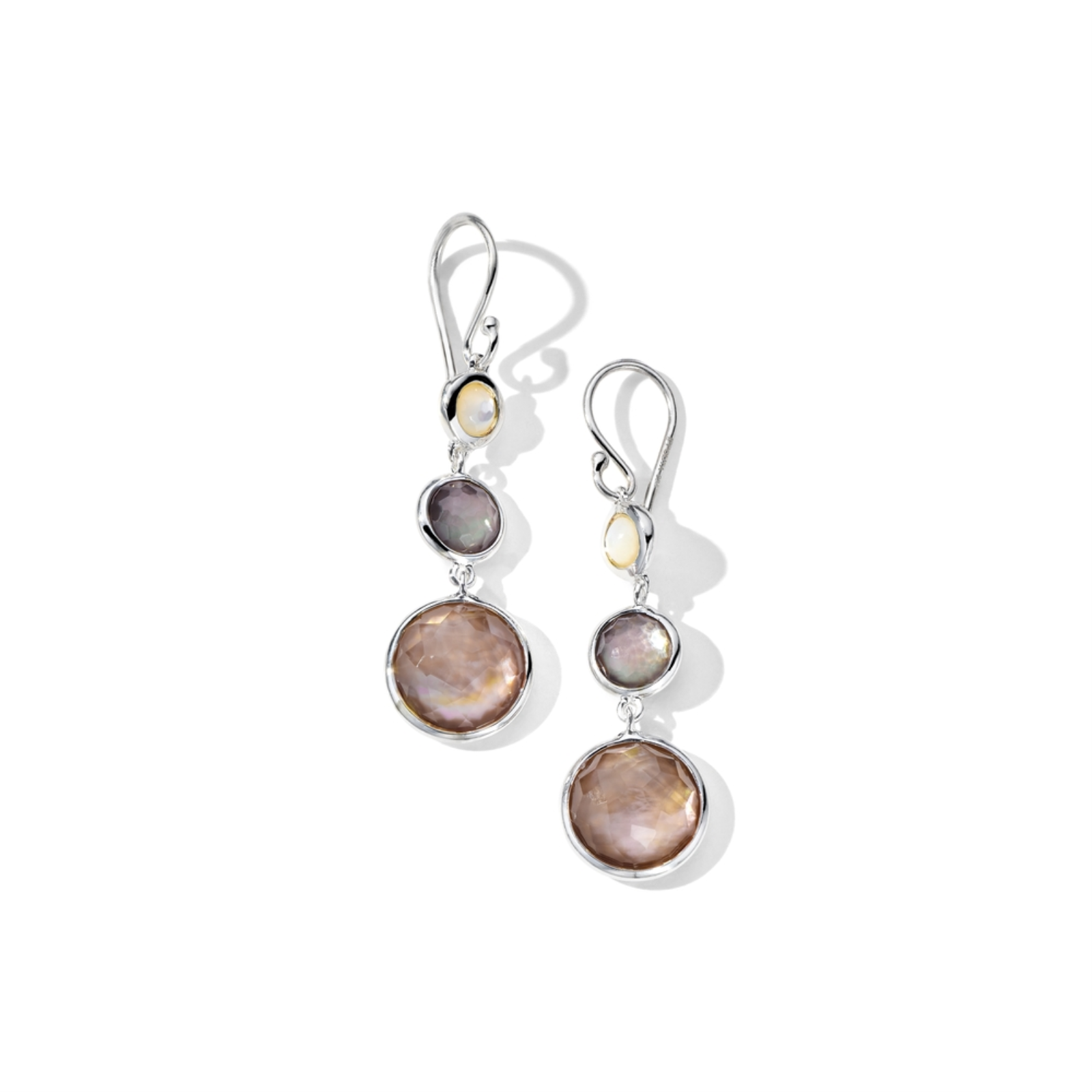 Lollitini 3-Stone Drop Earrings in Sterling Silver Sabbia