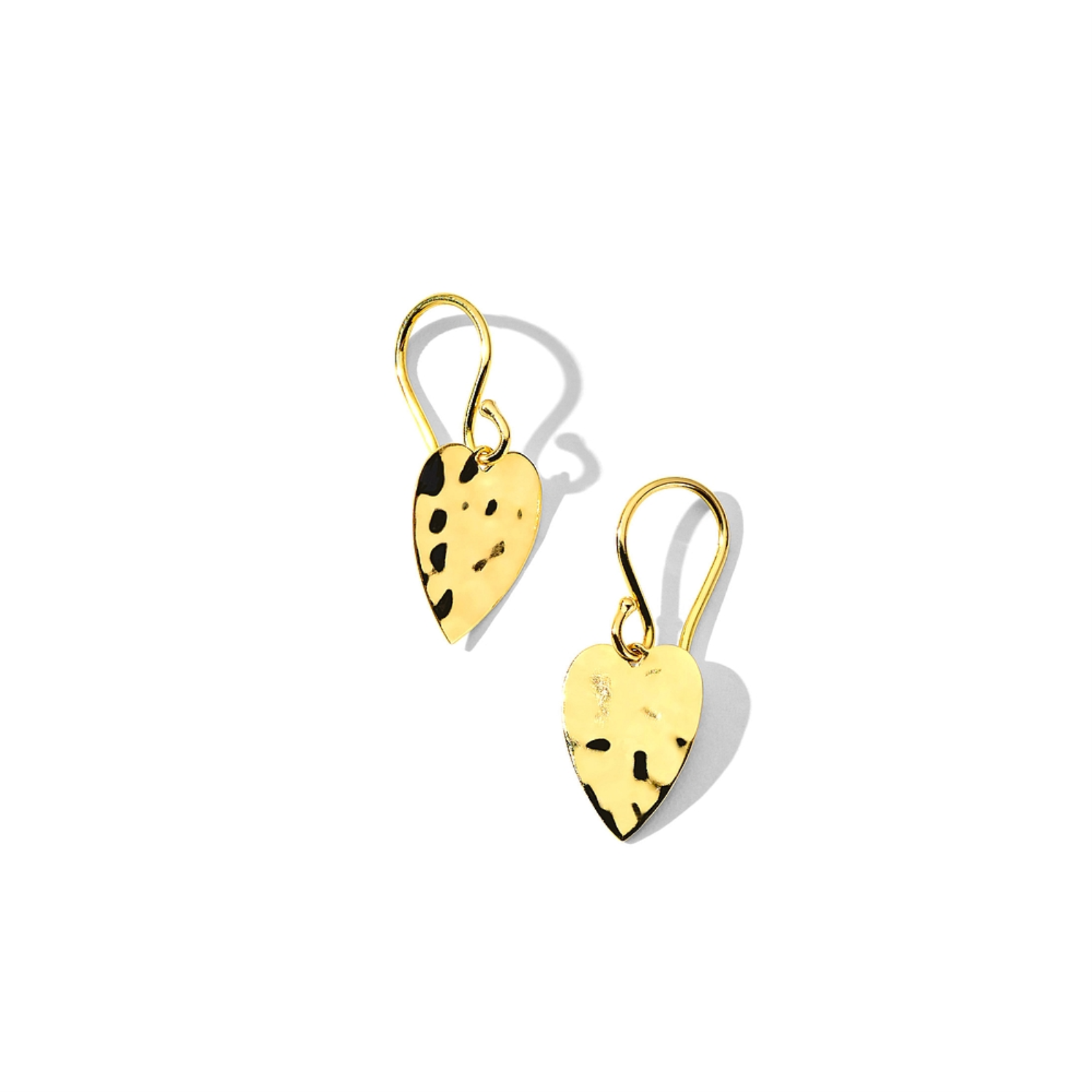 Mini Heart Crinkle Drop Earrings in 18K Gold