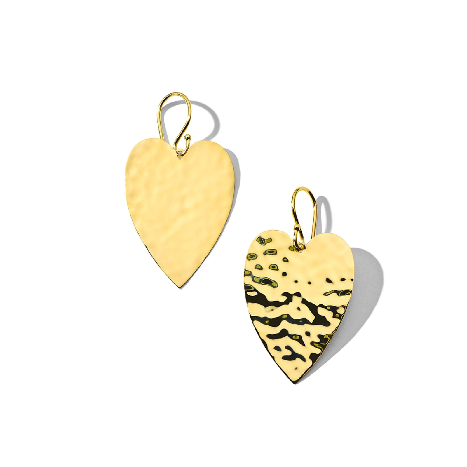 Large Heart Crinkle Earrings in 18K Gold