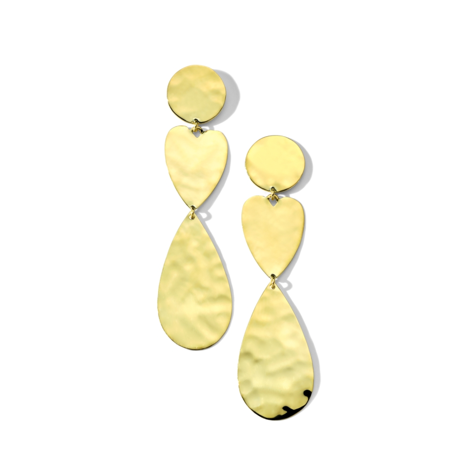 Crinkle Three Drop Earrings in 18K Gold