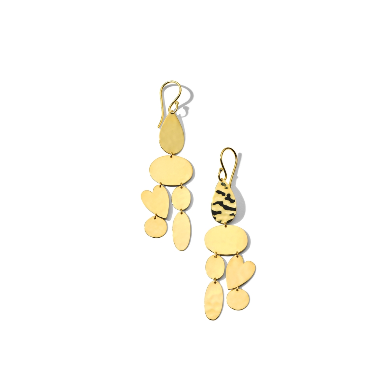 Crinkle Chandelier Heart Earrings in 18K Gold