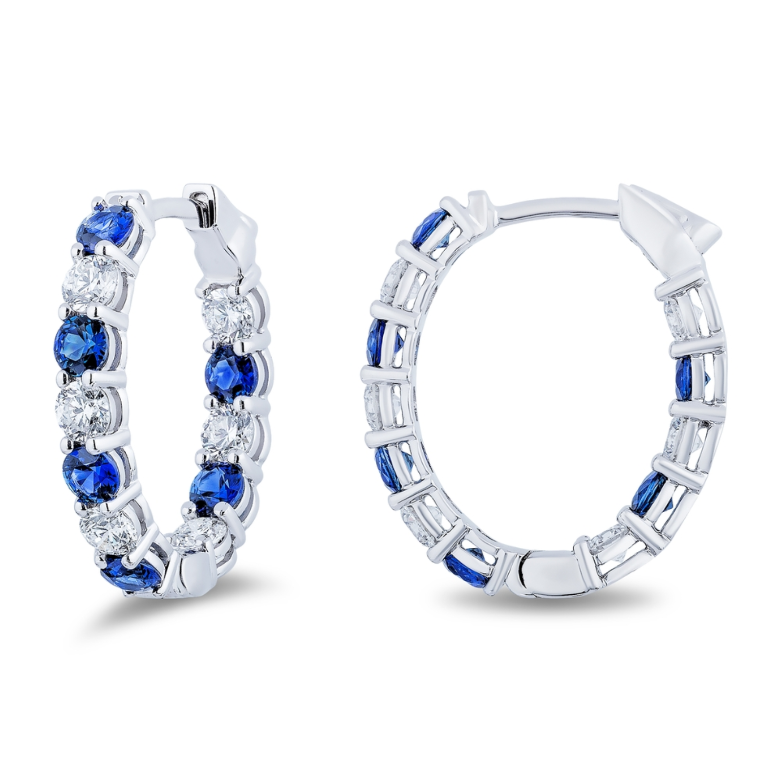 Sapphire and Diamond Hoop Earrings