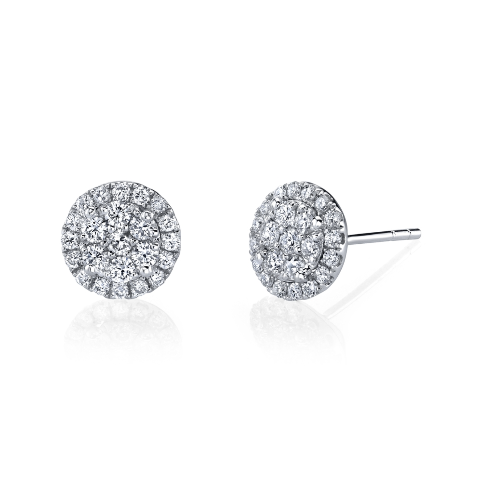 Round Halo Illusion Center Stud Earrings