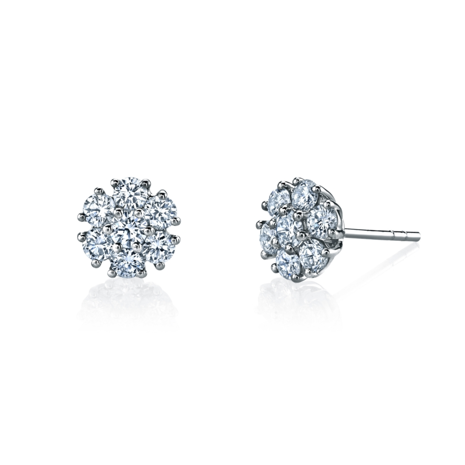 Round Diamond Flower Stud