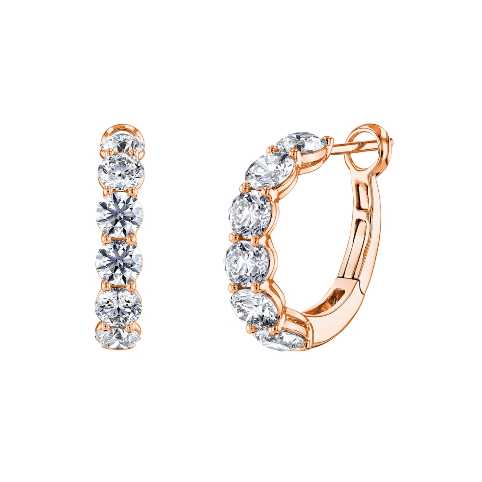 Rose Gold and Diamond Hoop Earrings