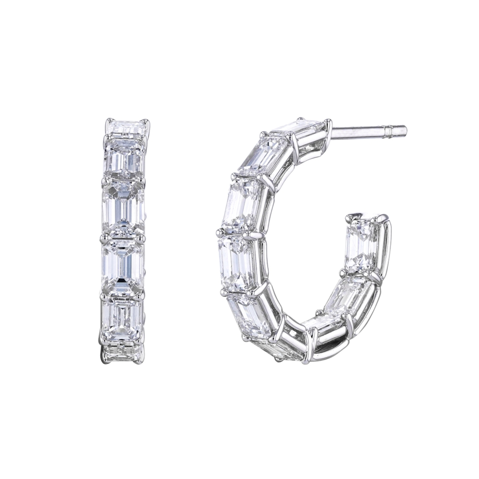 Emerald Cut Inside Out Hoop Earrings