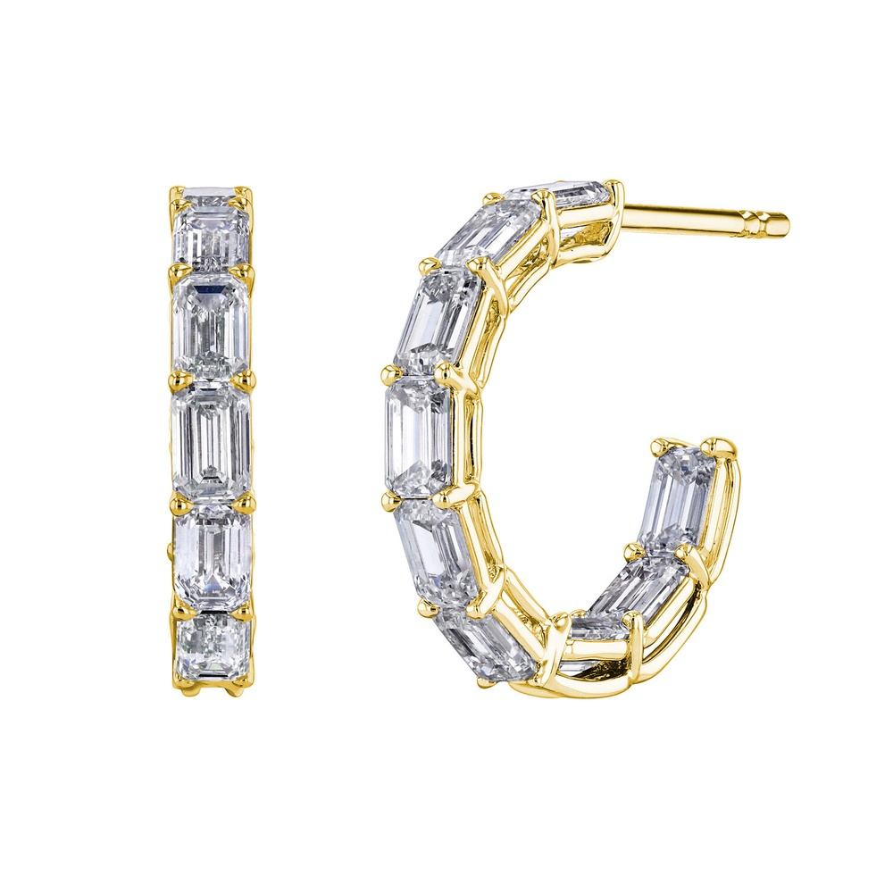 Emerald Cut Inside Out Hoop Earrings