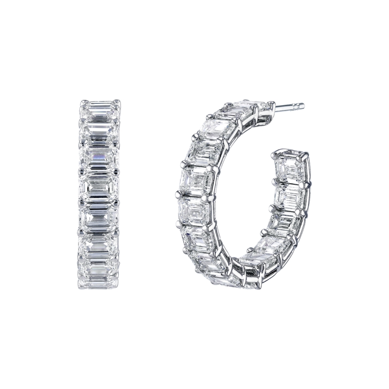 Emerald Cut Inside Out Hoop Earrings