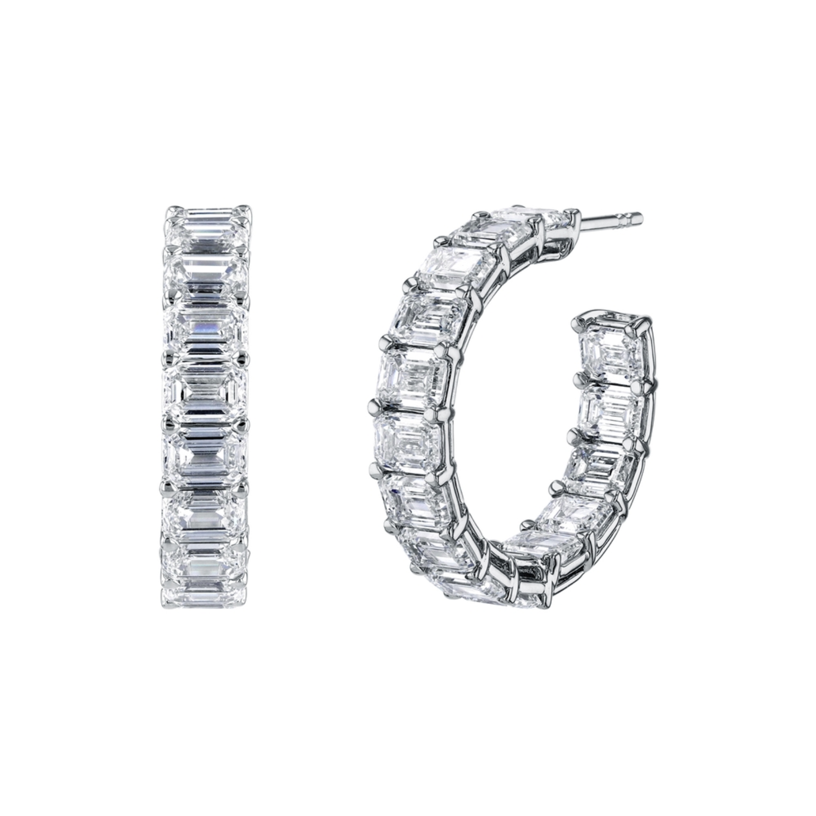 White Gold and Diamond Hoop Earrings