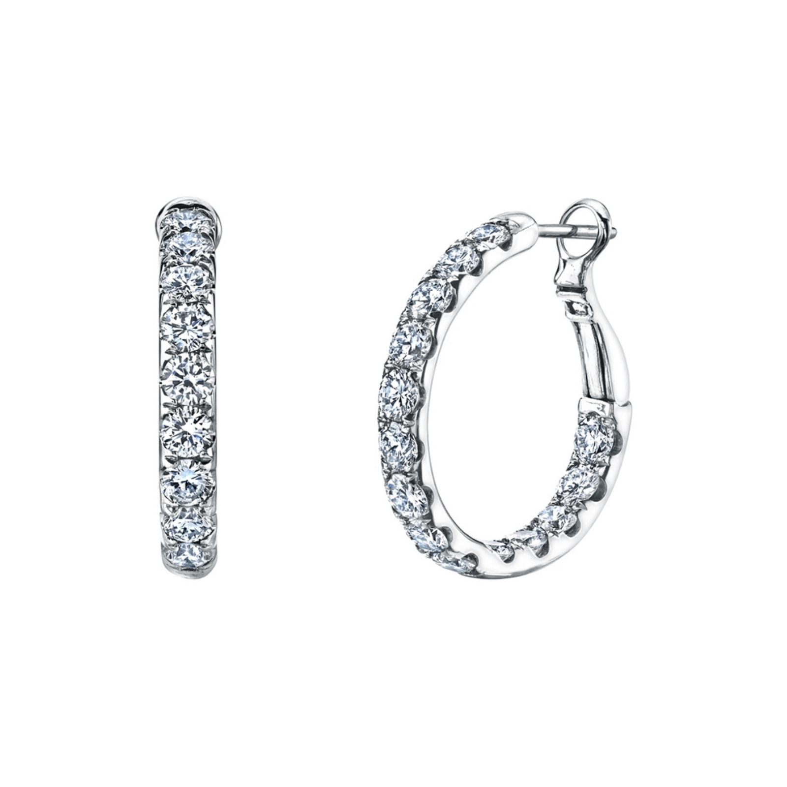 White Gold and Diamond Hoop Earrings