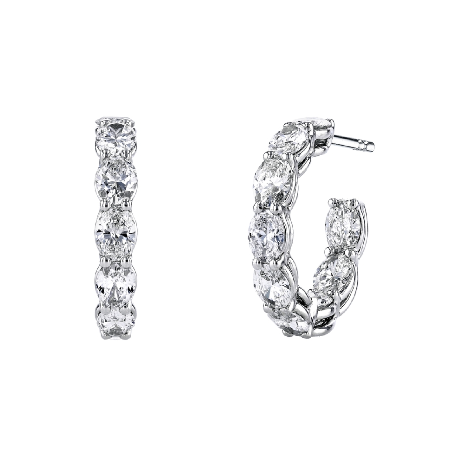 Oval Diamond Hoop Earrings