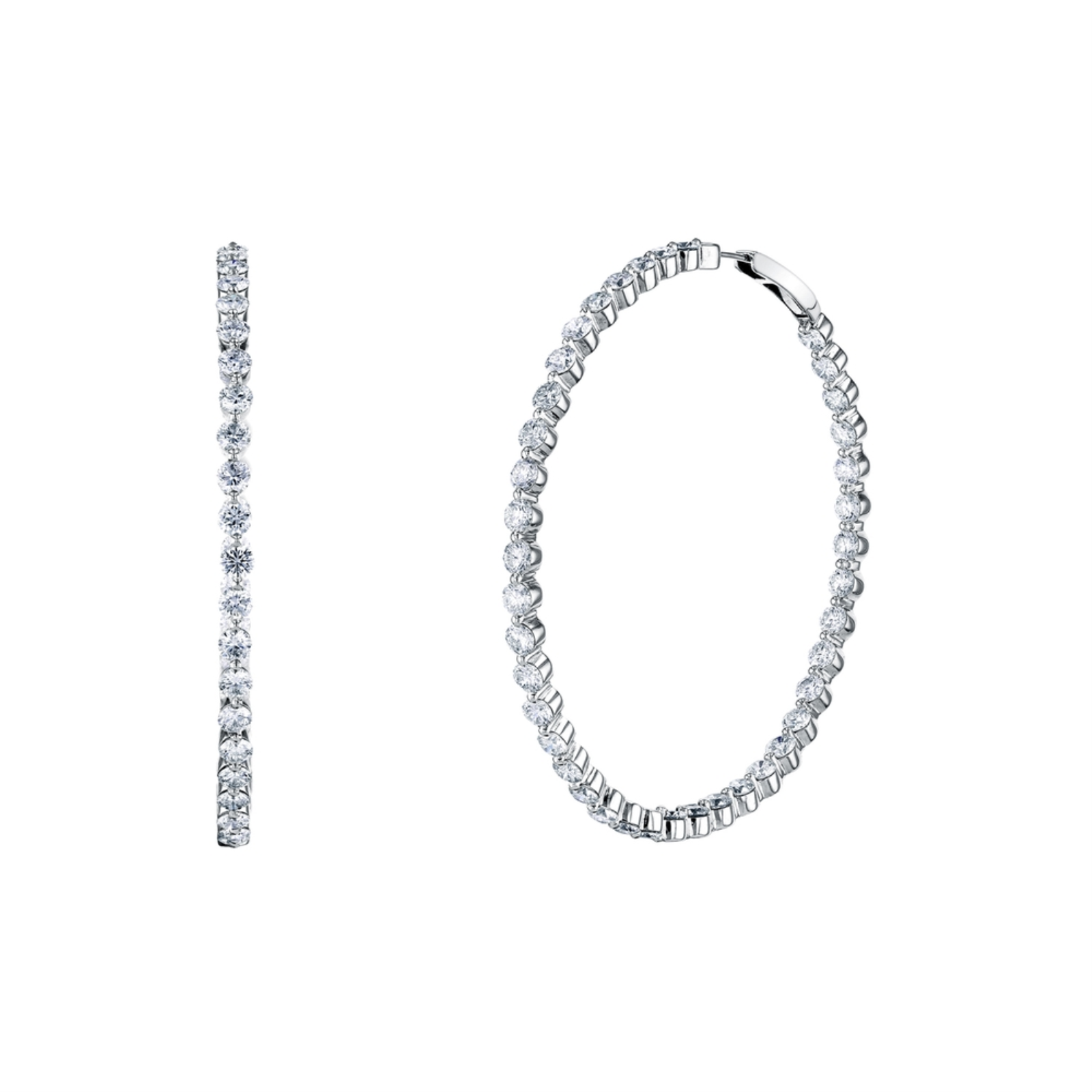 White Gold and Diamond Hoop Earrings
