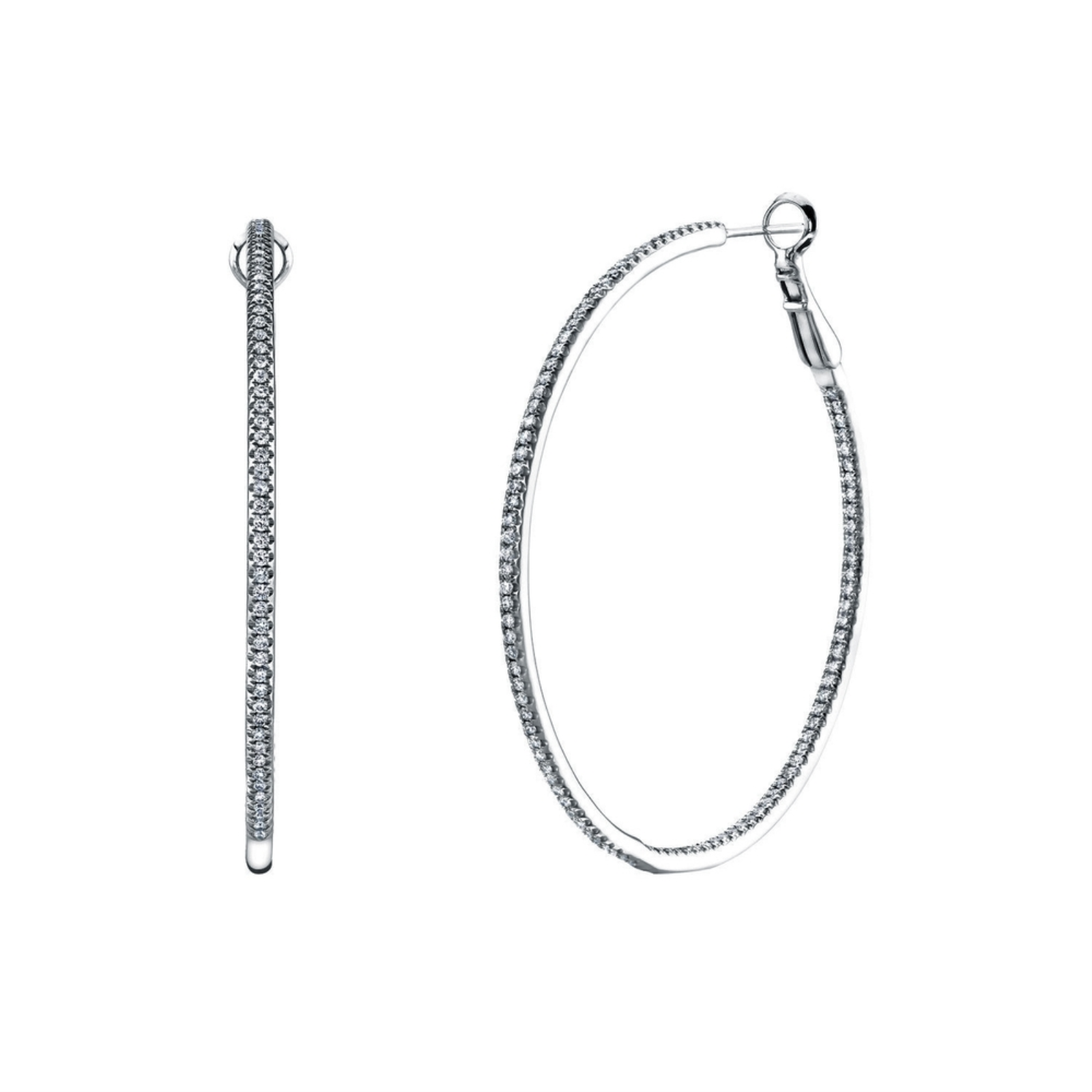 White Gold and Diamond Hoop Earrings