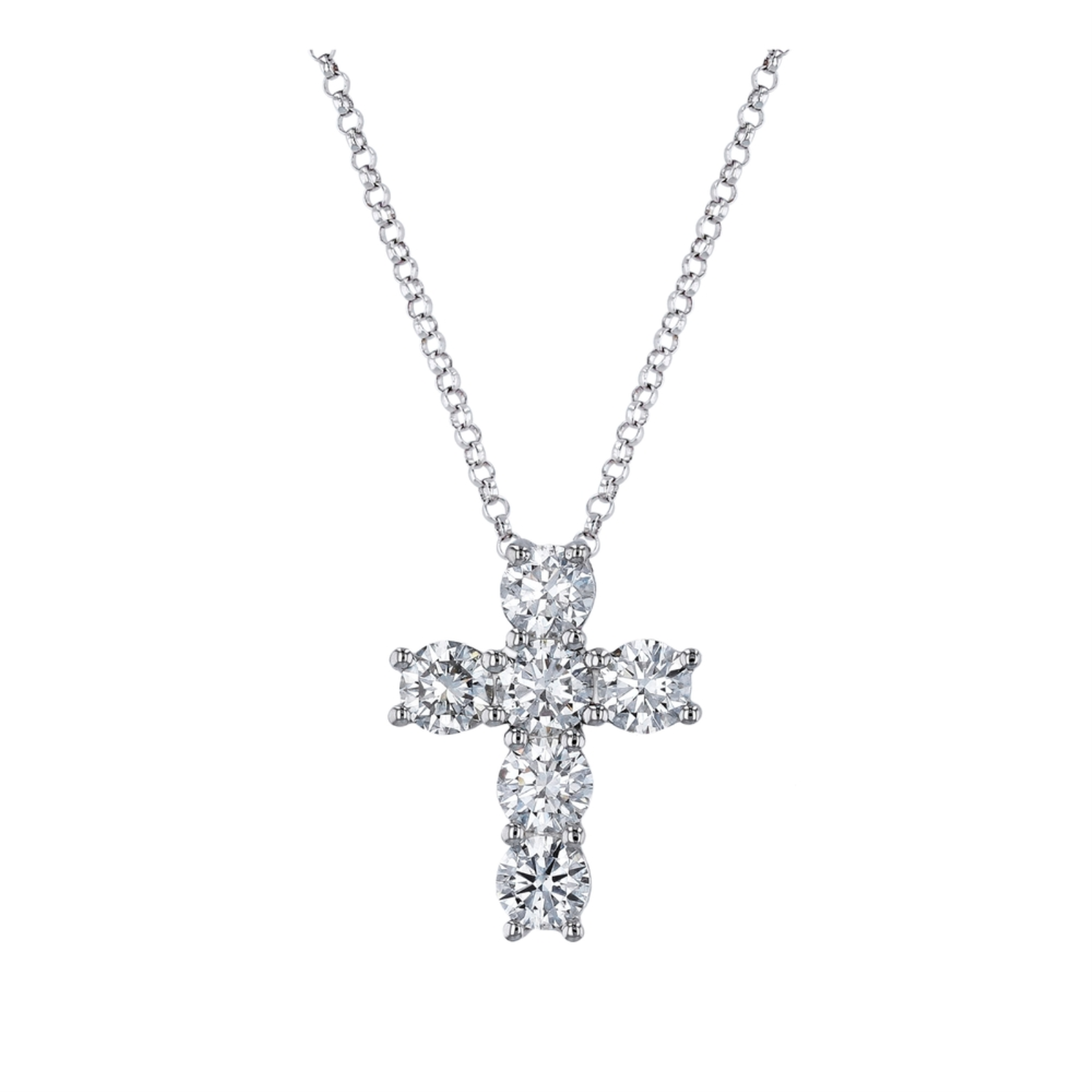 Round Diamond Cross Necklace
