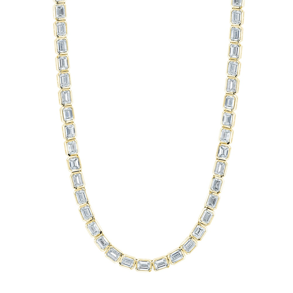 Yellow Gold and Diamond Emerald Cut Necklace