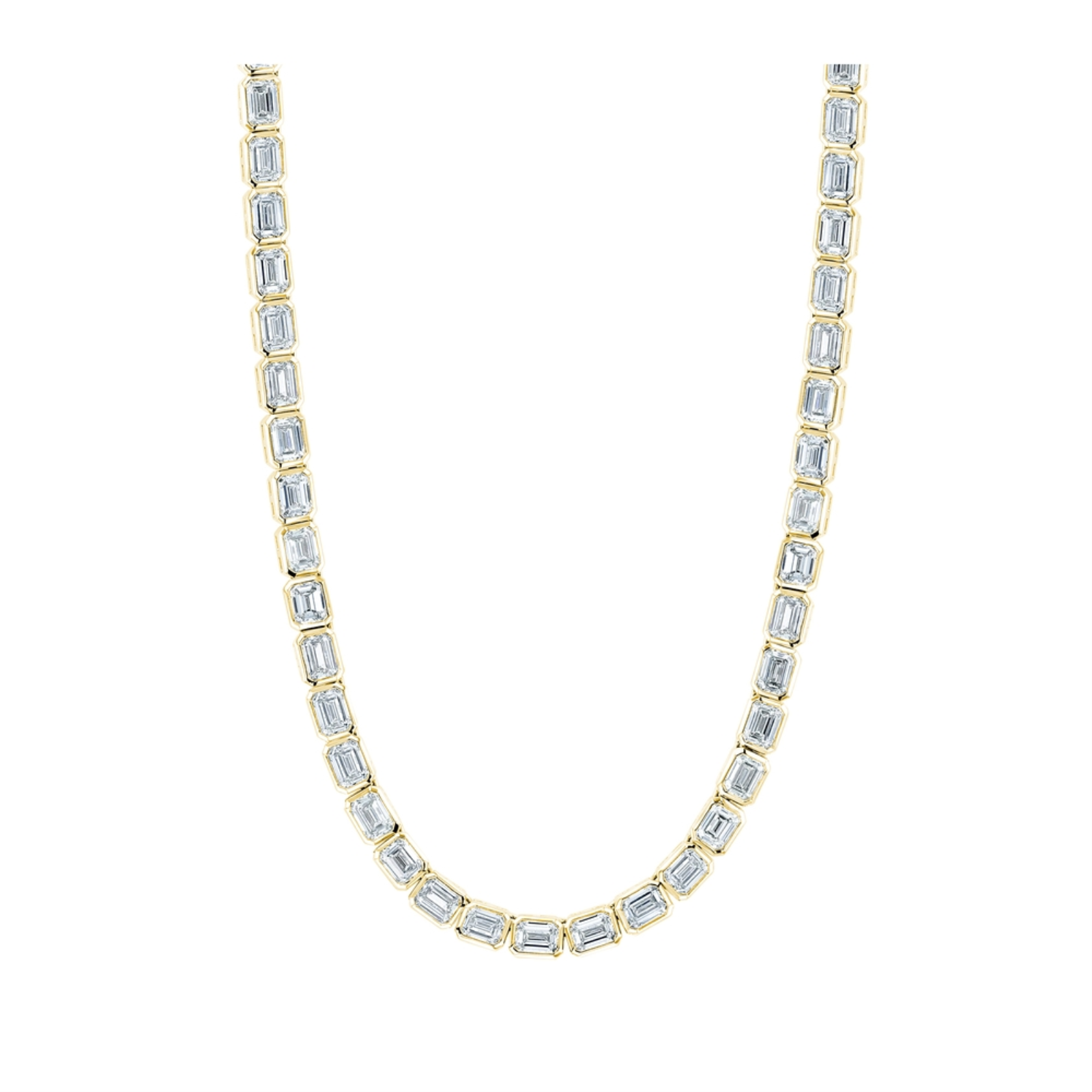Yellow Gold and Diamond Emerald Cut Necklace