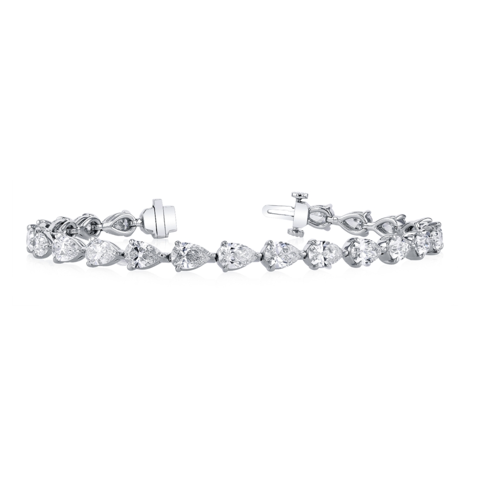 Platinum and Pear Shape Diamond Line Bracelet