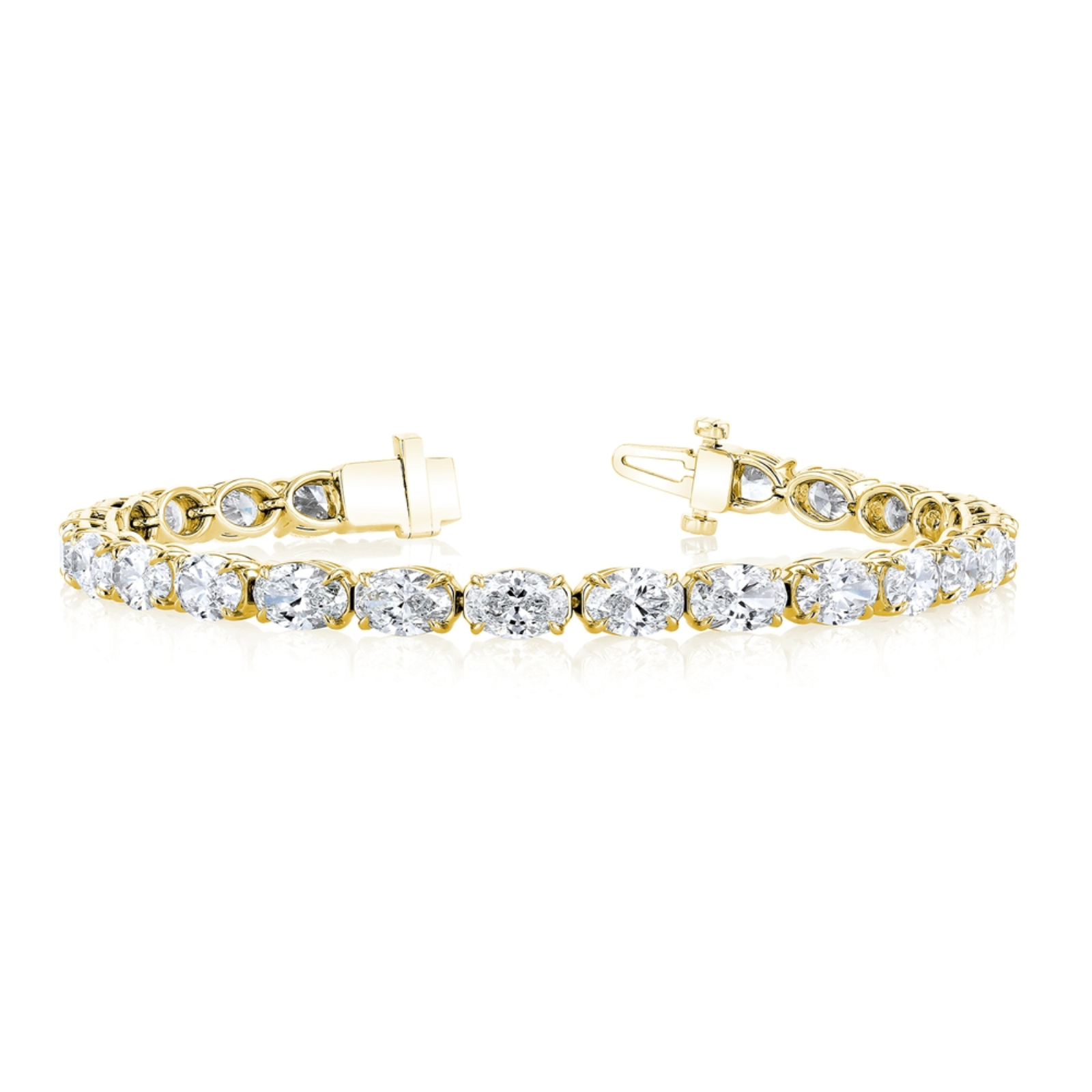 Gold and Oval Shape Diamond Line Bracelet