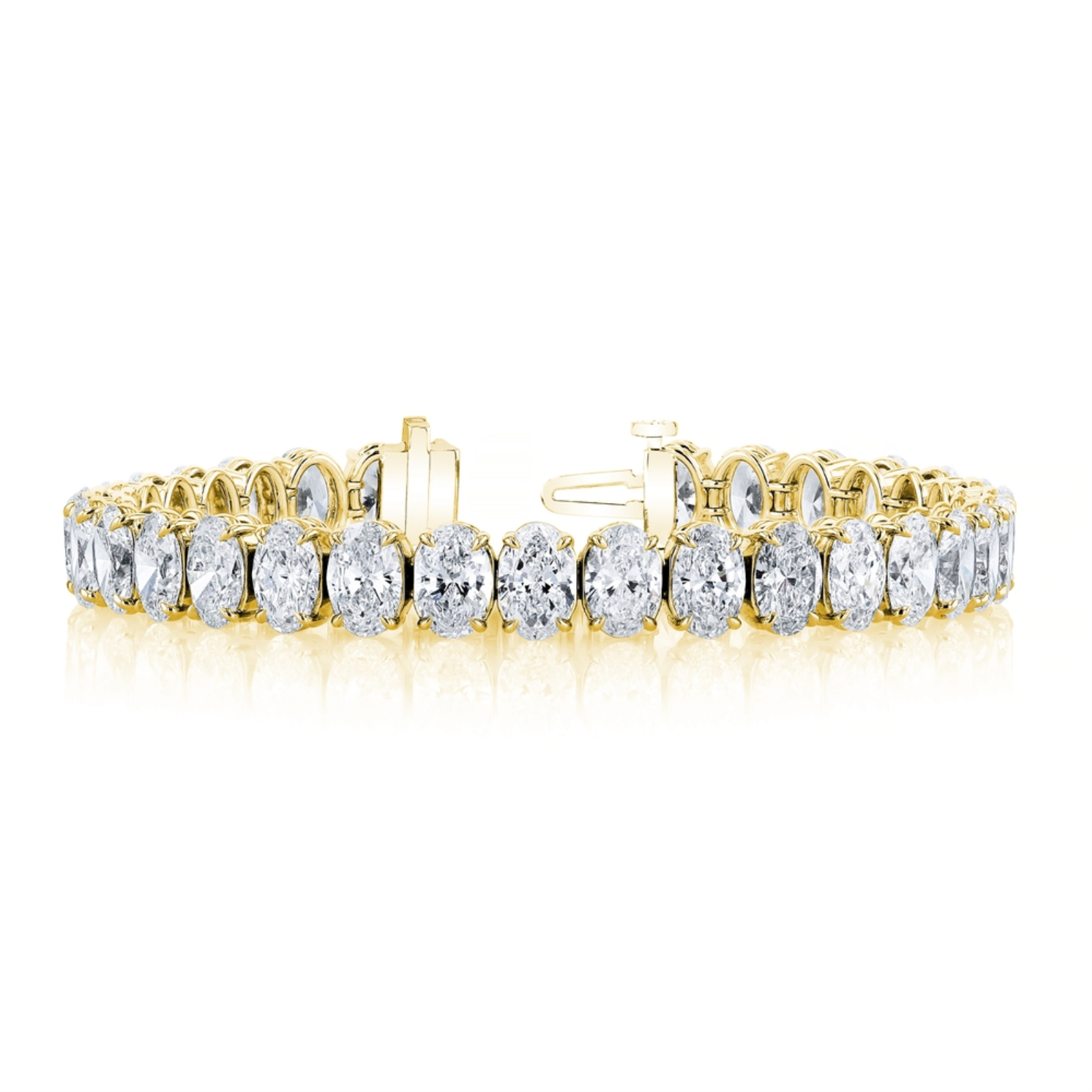 Gold and Oval Shape Diamond Line Bracelet