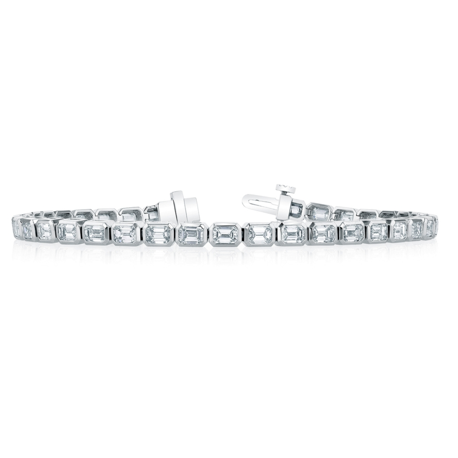 Platinum and Emerald Cut Diamond Line Bracelet