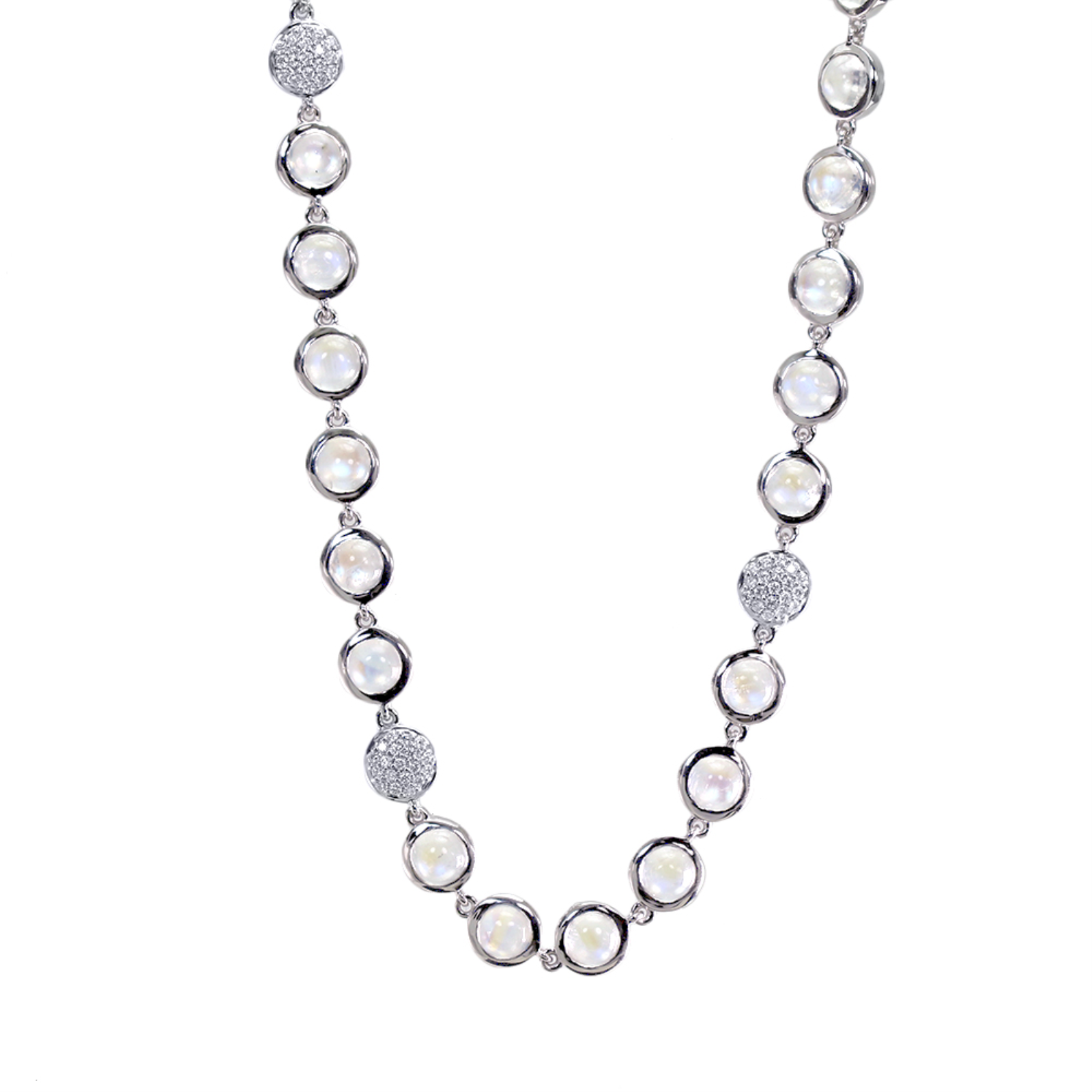 Bubble Moonstone and Diamond Necklace