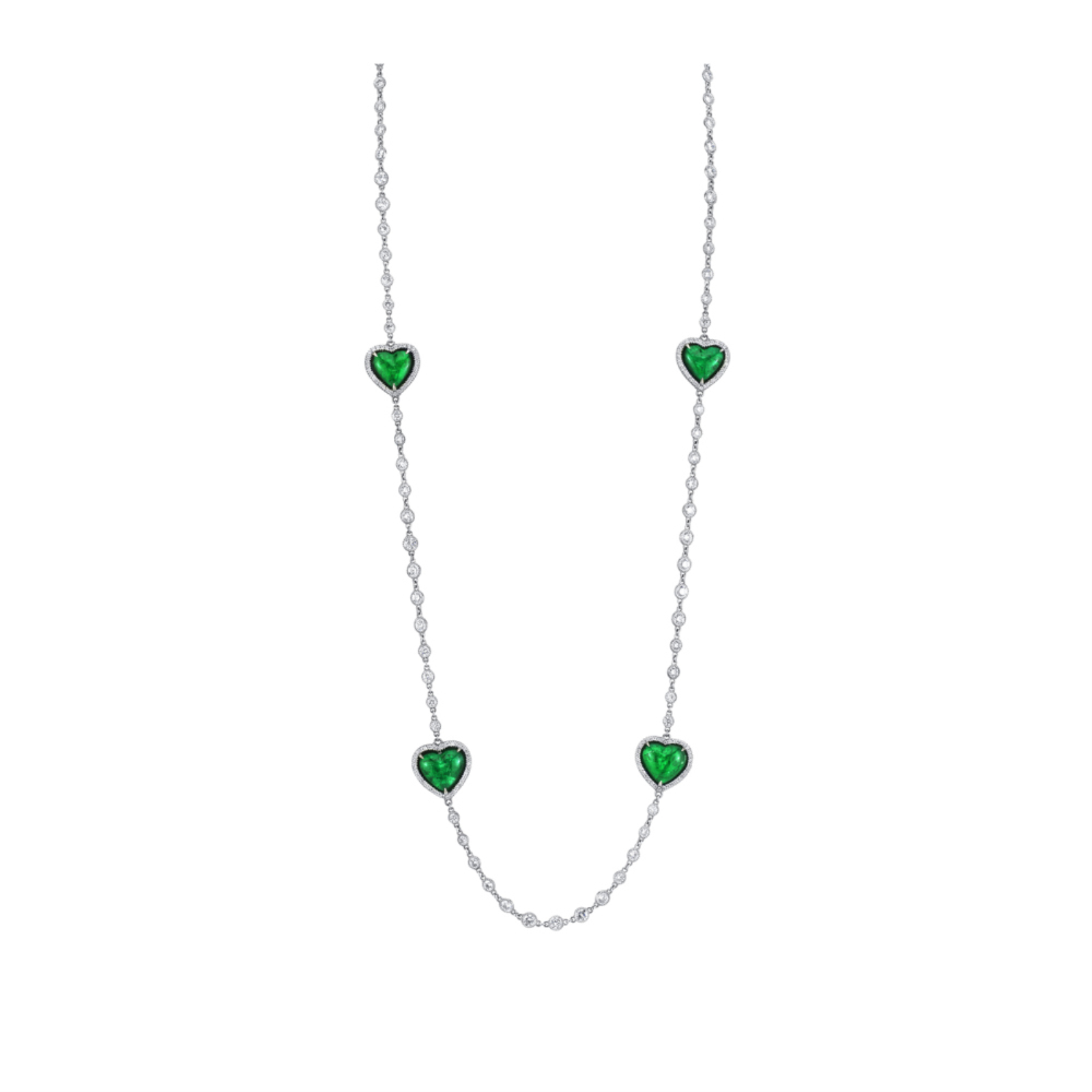 Platinum Emerald and Diamond Necklace