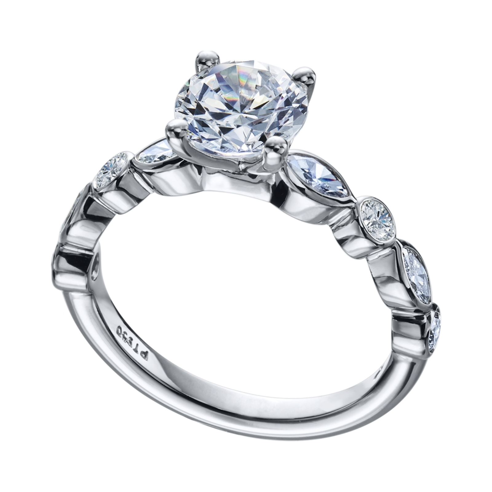 Platinum Diamond Accented Engagement Ring Mounting