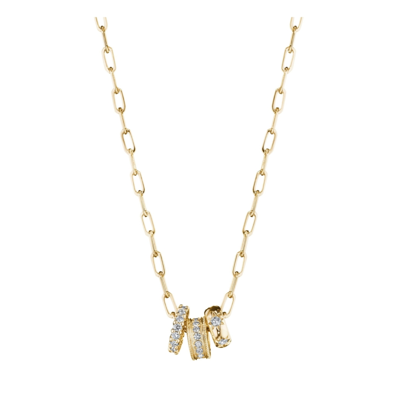 3 Ring Link Charm Necklace