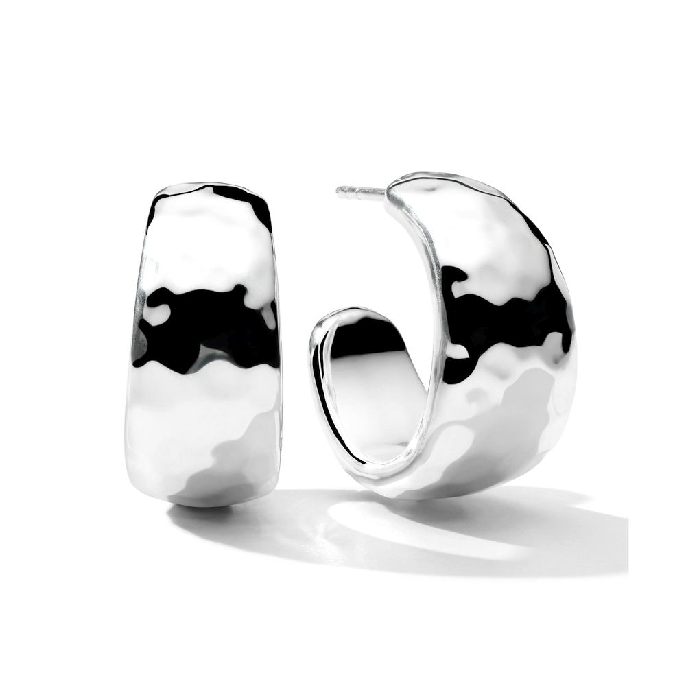 Classico Hammered Hoop Earrings with Tapered Ends